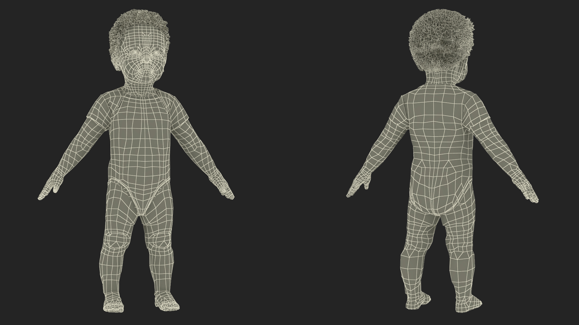 Black Baby Boy Light Skin Wearing Bodysuit A-Pose 3D model