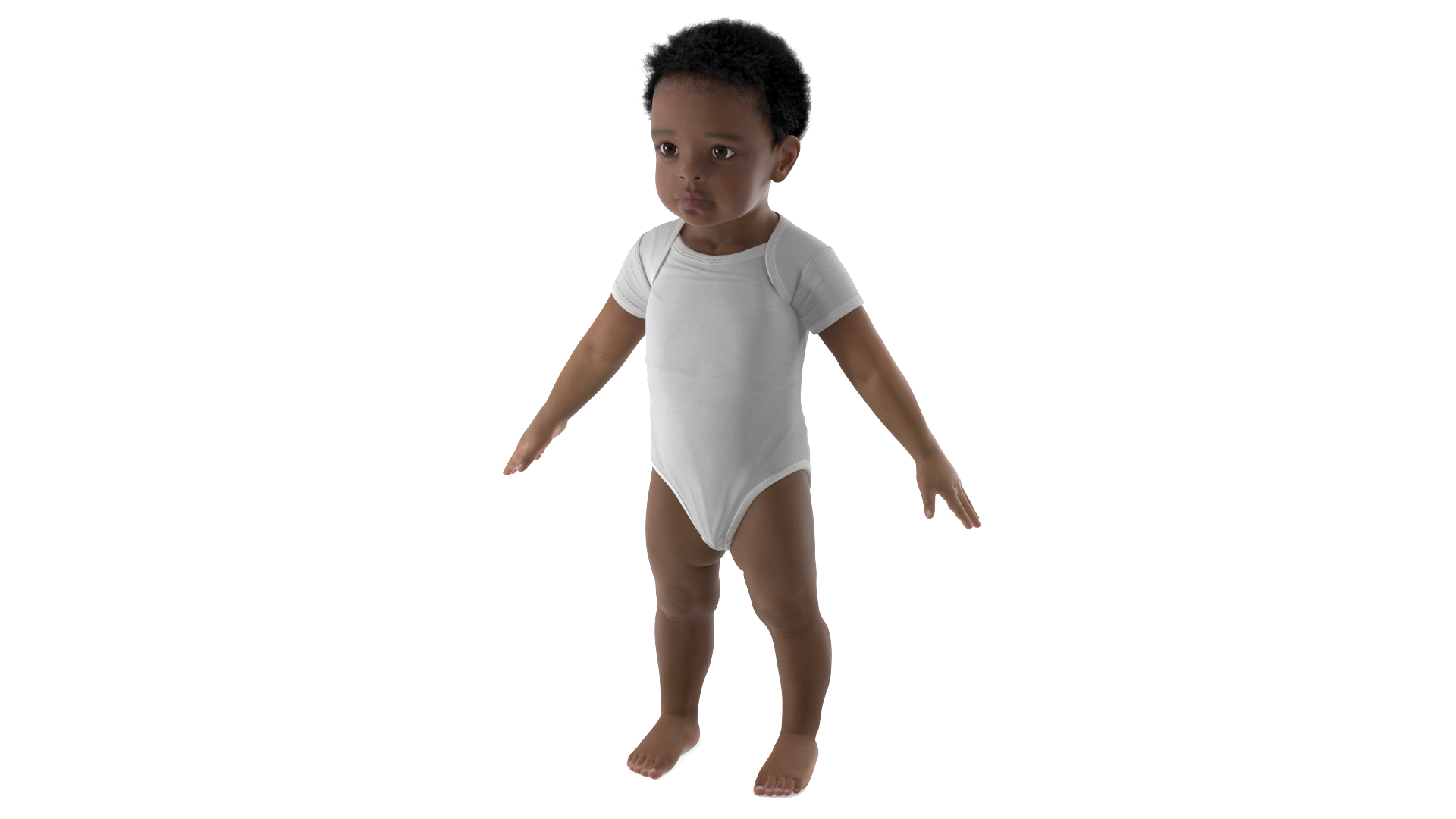 Black Baby Boy Light Skin Wearing Bodysuit A-Pose 3D model