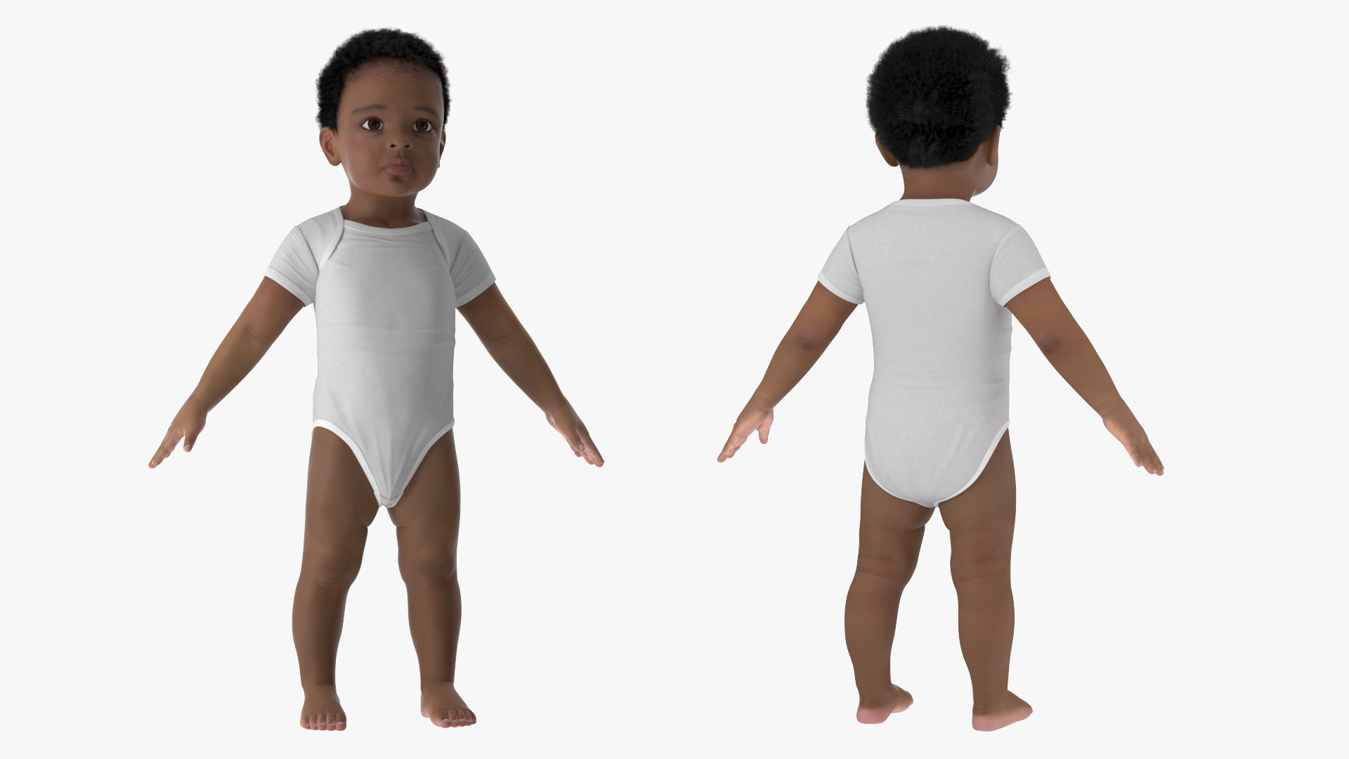 Black Baby Boy Light Skin Wearing Bodysuit A-Pose 3D model