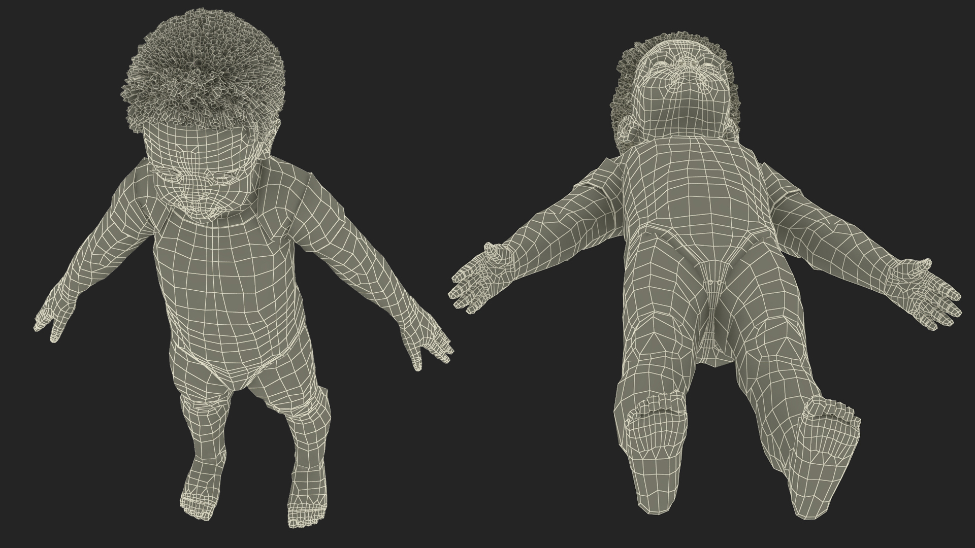 Black Baby Boy Light Skin Wearing Bodysuit A-Pose 3D model