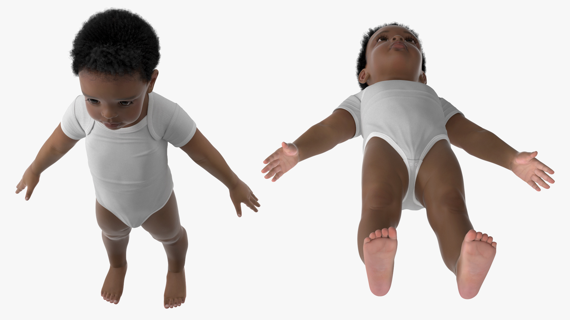 Black Baby Boy Light Skin Wearing Bodysuit A-Pose 3D model