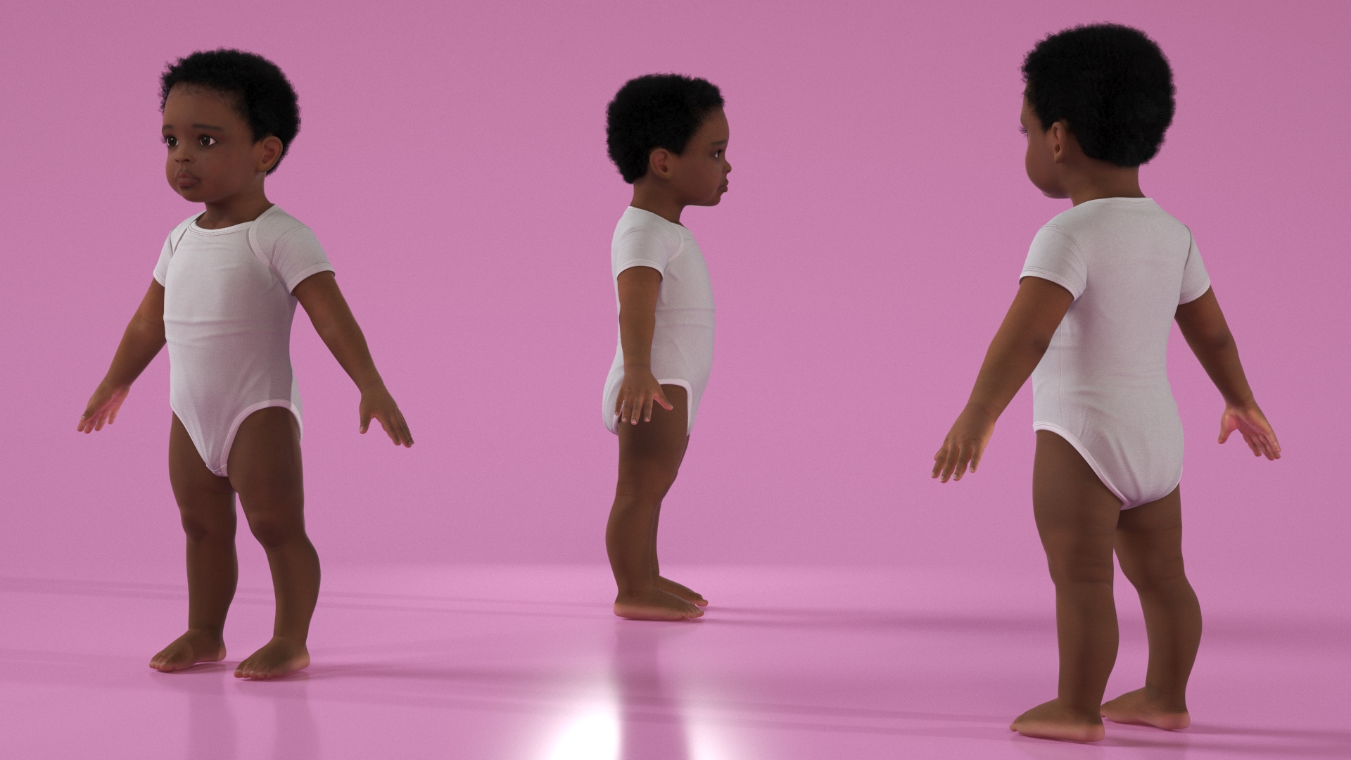 Black Baby Boy Light Skin Wearing Bodysuit A-Pose 3D model