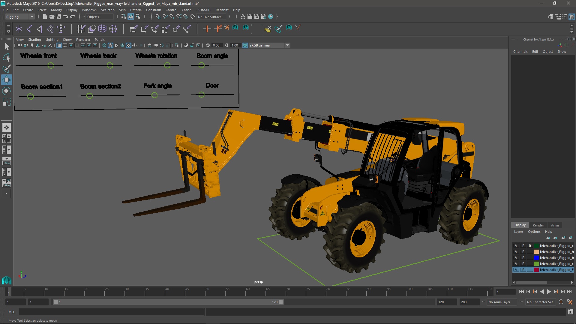 Telehandler Rigged for Maya 3D