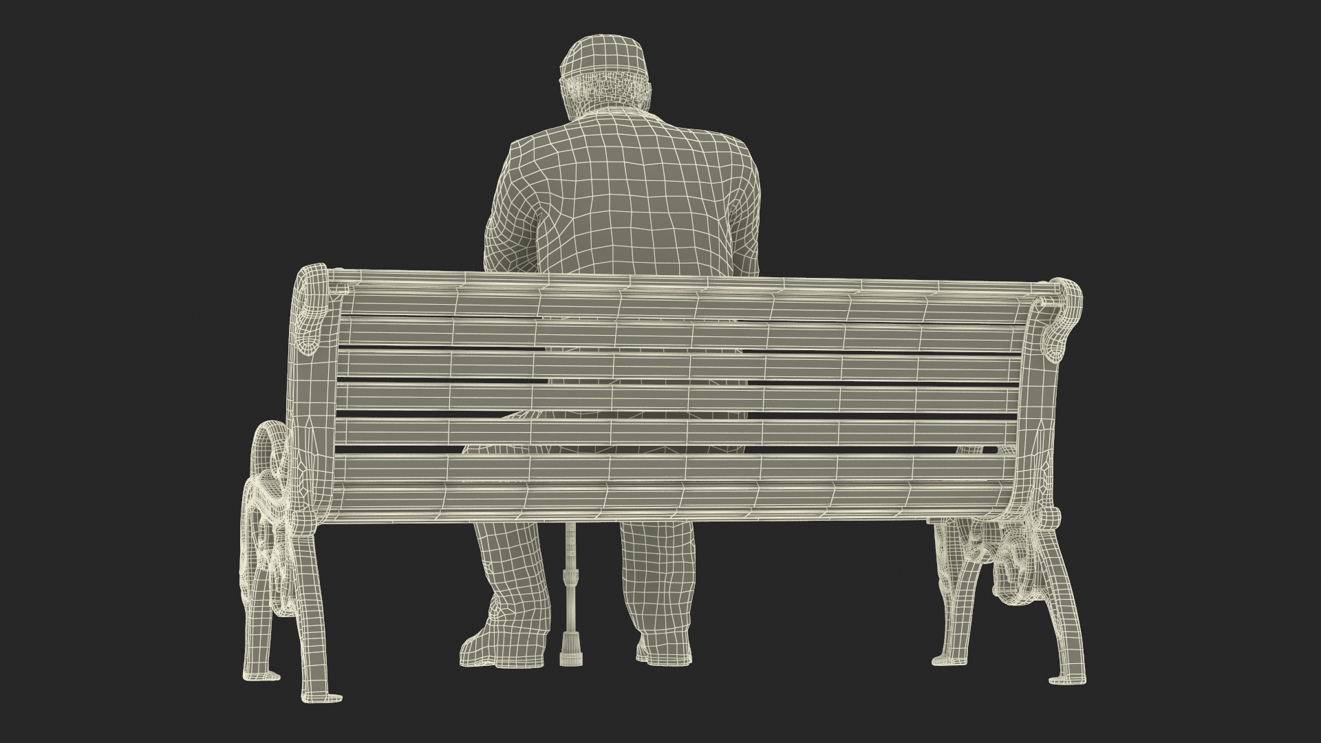 Old Man Sitting on Bench 3D model