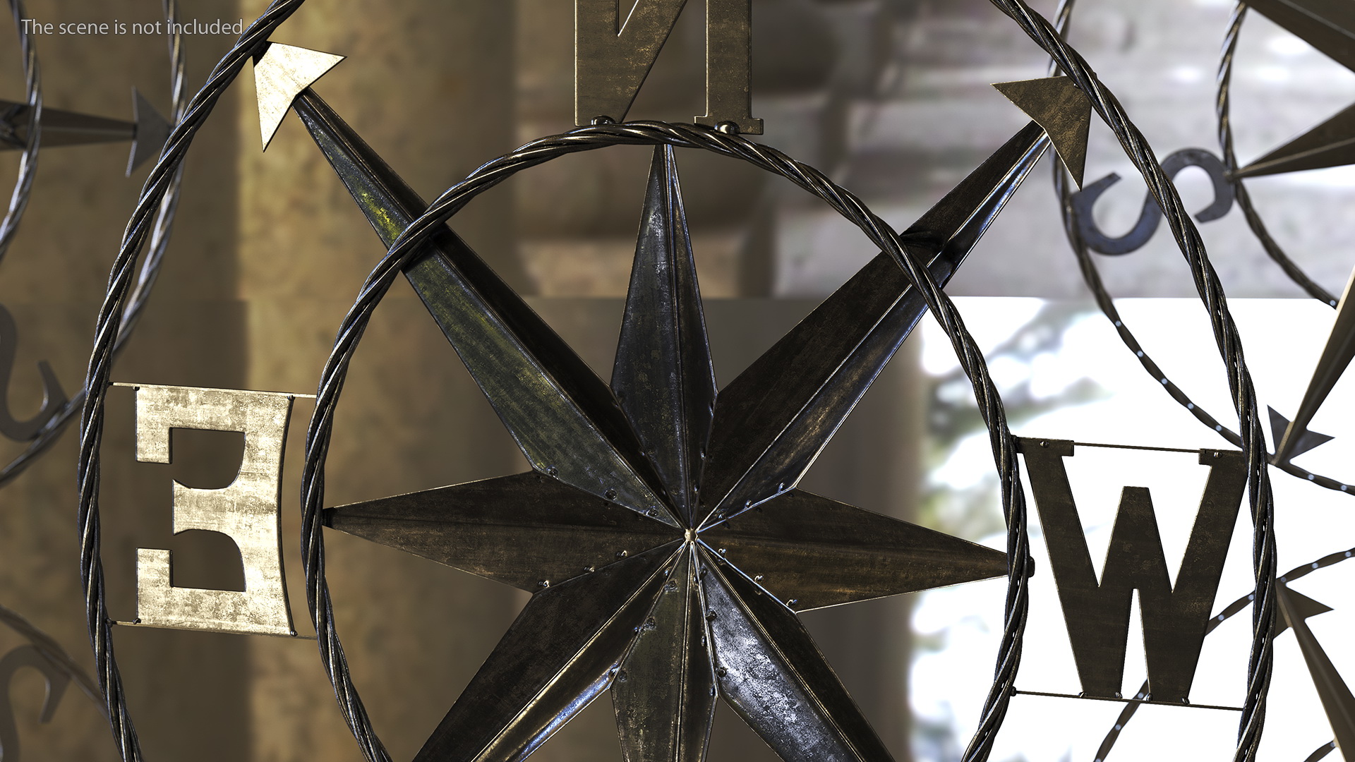 3D Classical Compass Rose Steel model