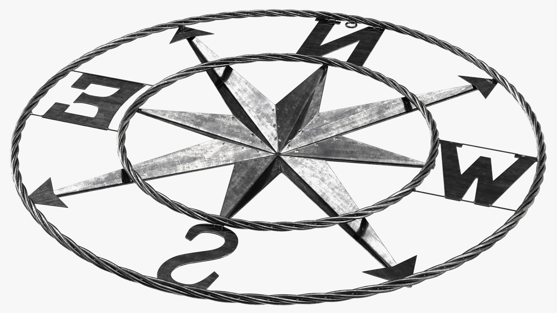 3D Classical Compass Rose Steel model