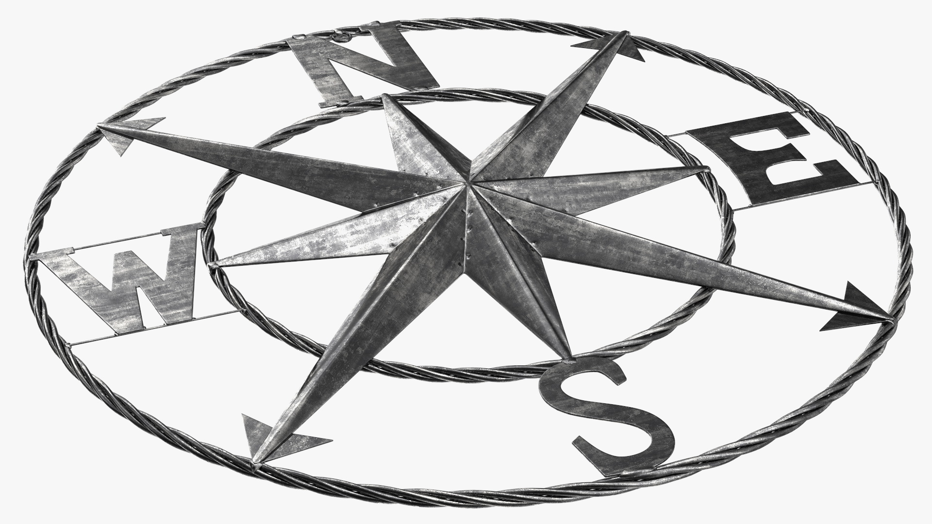 3D Classical Compass Rose Steel model