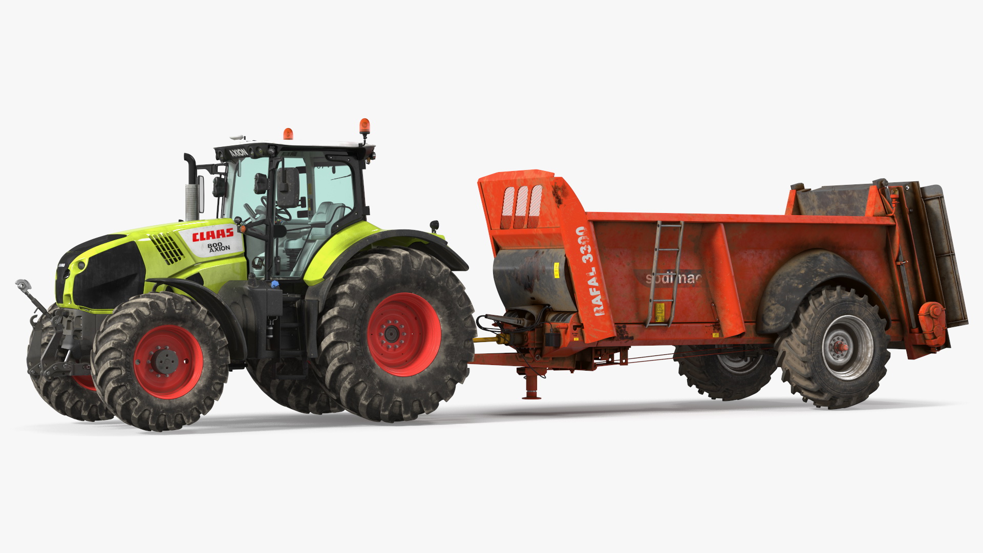 3D Tractor Claas Axion 800 with Sodimac Rafal 3300 Spreader