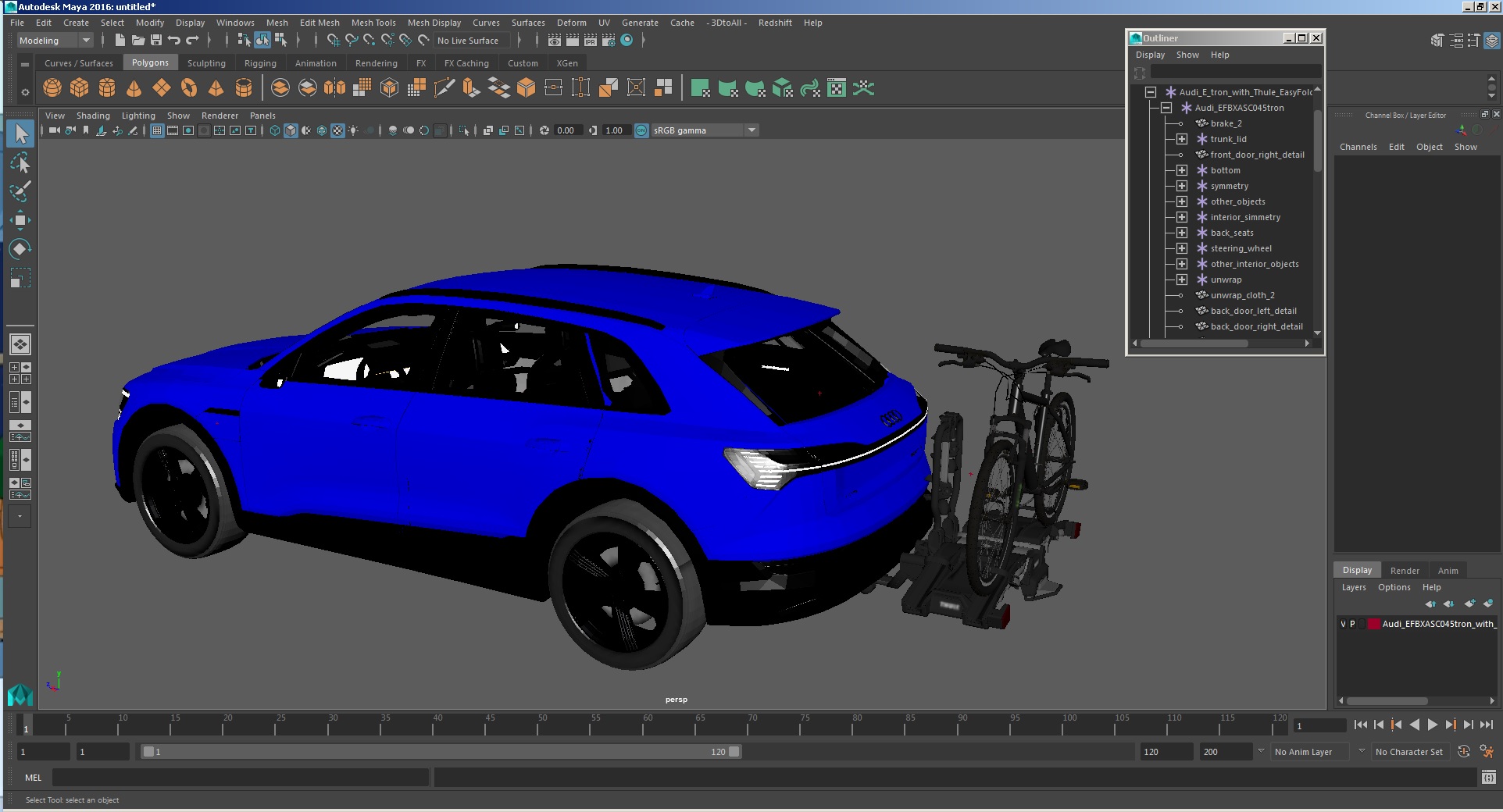 Audi E-tron with Thule EasyFold XT2 Mountain Bike 3D model