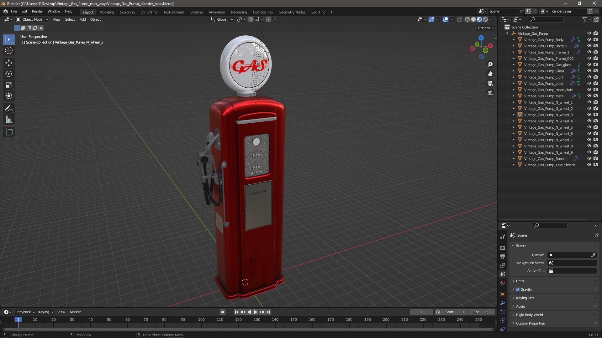 3D Vintage Gas Pump