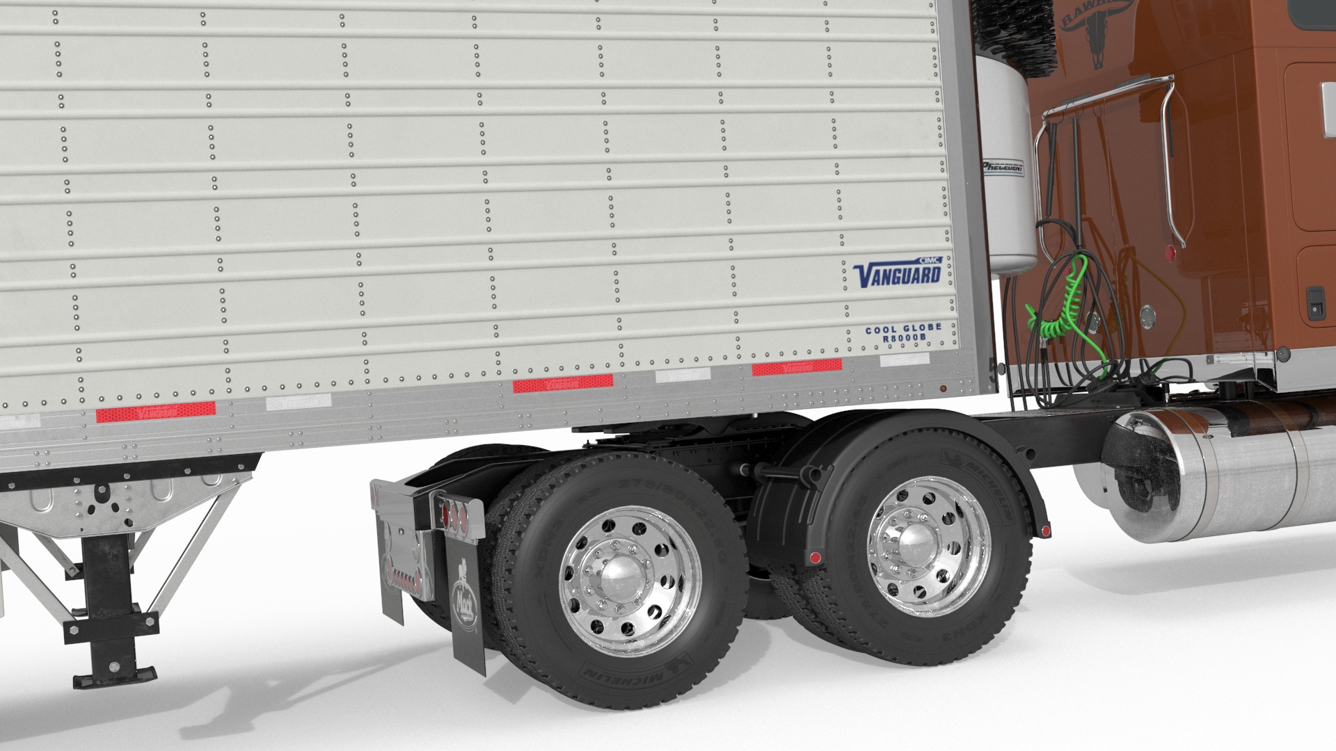 Mack CHU613 Truck with Vanguard Reefer Semi Trailer Refrigerator 3D model