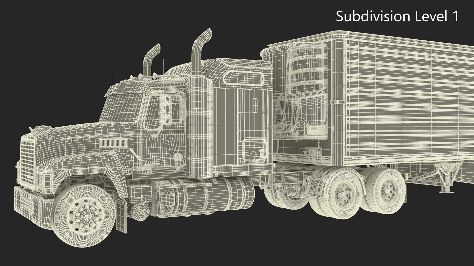 Mack CHU613 Truck with Vanguard Reefer Semi Trailer Refrigerator 3D model