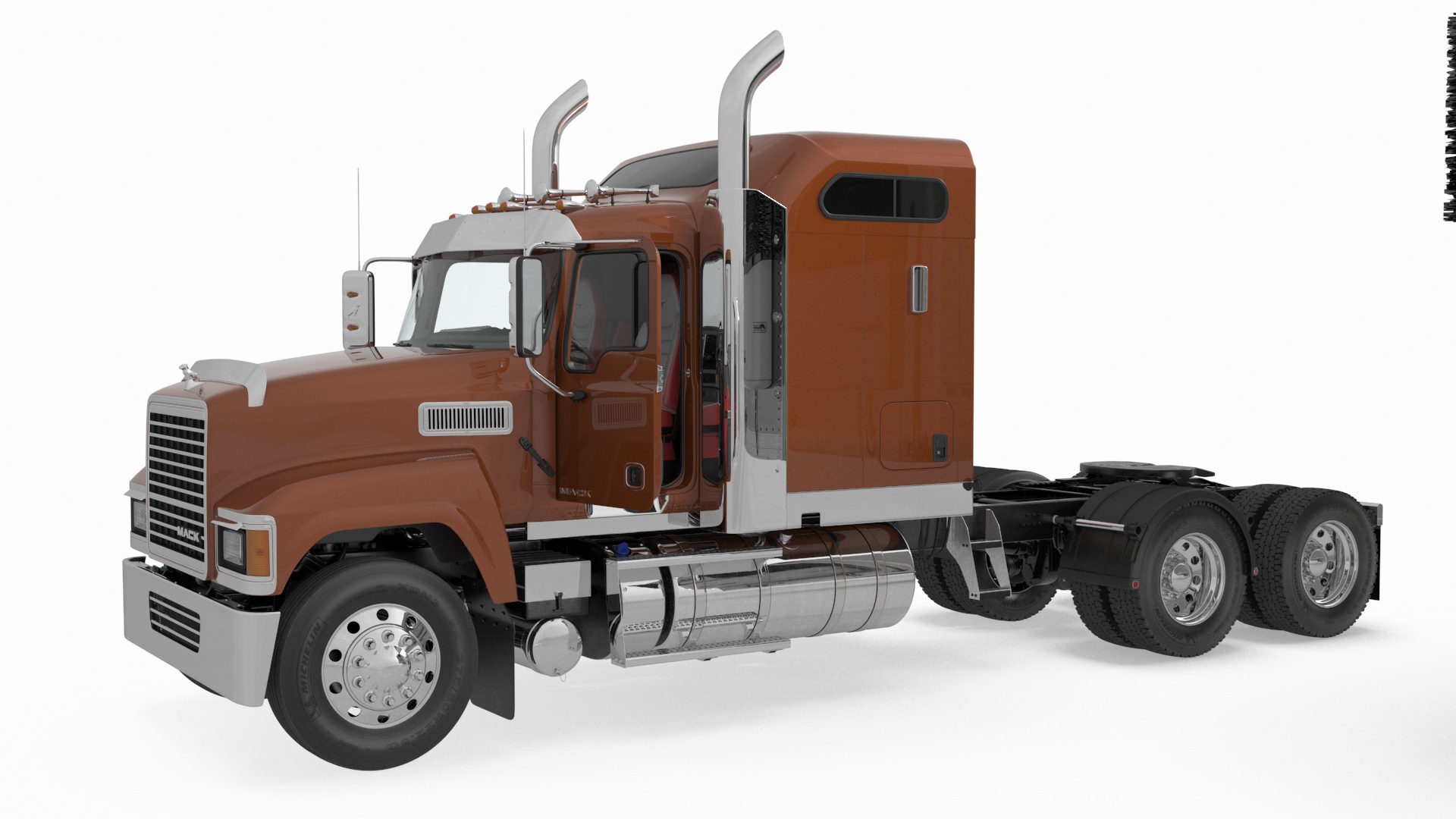 Mack CHU613 Truck with Vanguard Reefer Semi Trailer Refrigerator 3D model