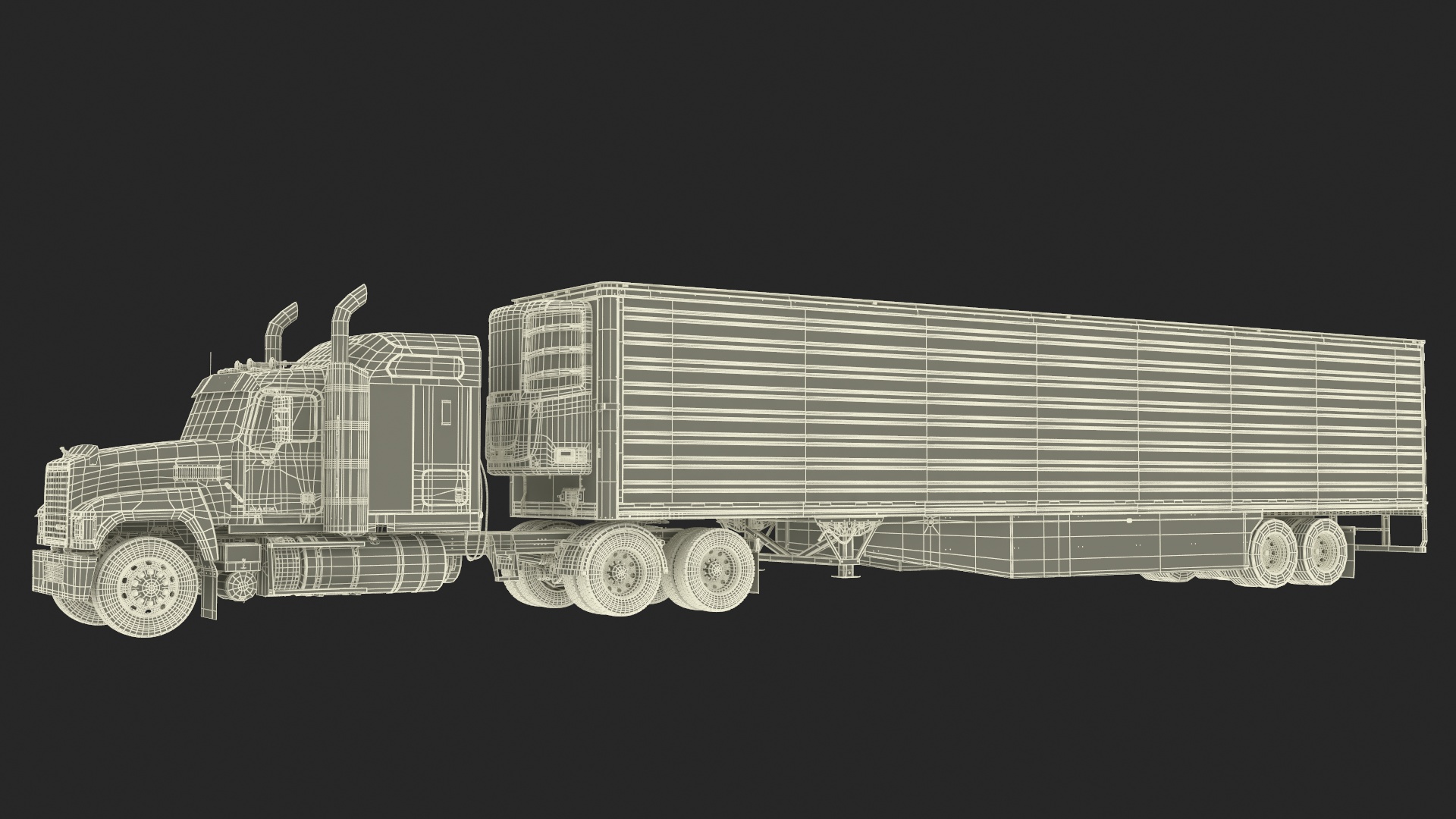 Mack CHU613 Truck with Vanguard Reefer Semi Trailer Refrigerator 3D model