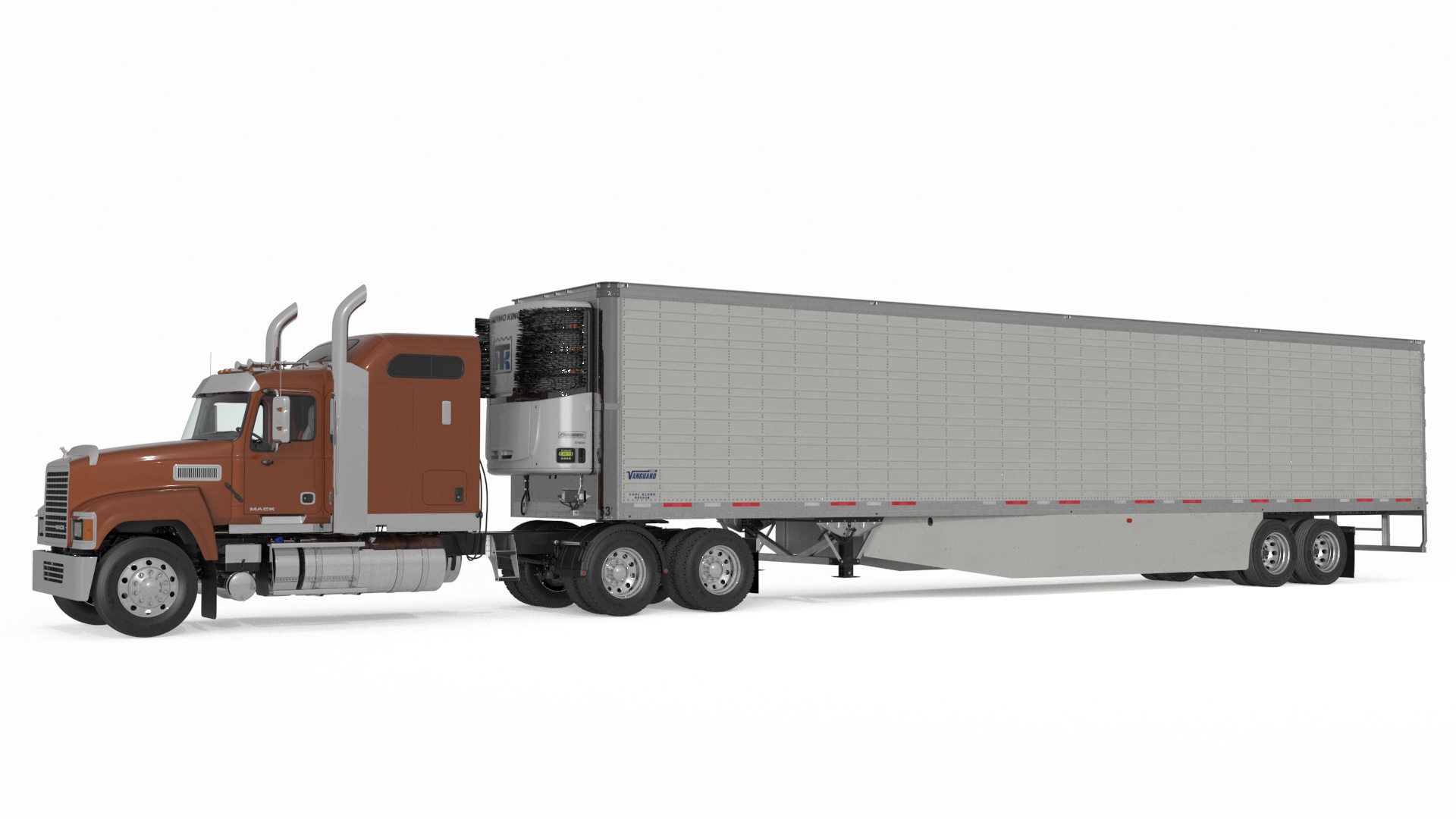 Mack CHU613 Truck with Vanguard Reefer Semi Trailer Refrigerator 3D model