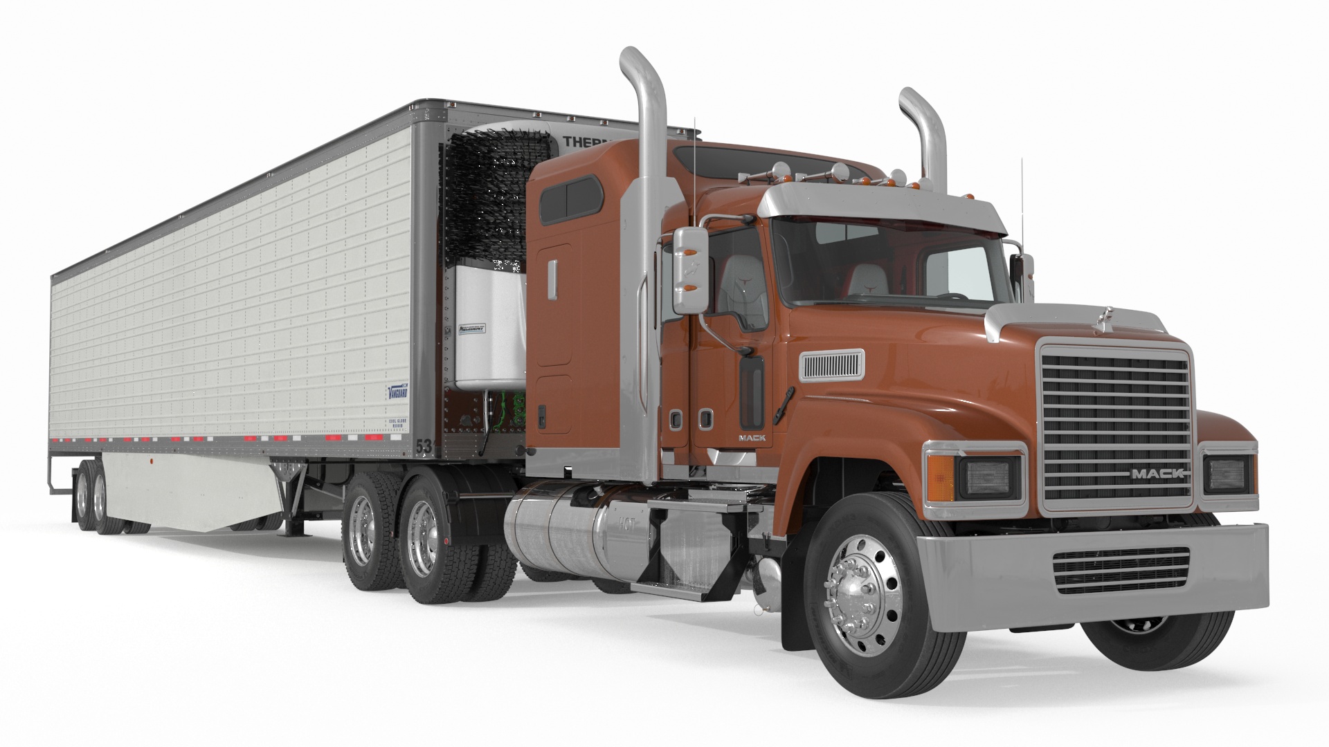 Mack CHU613 Truck with Vanguard Reefer Semi Trailer Refrigerator 3D model