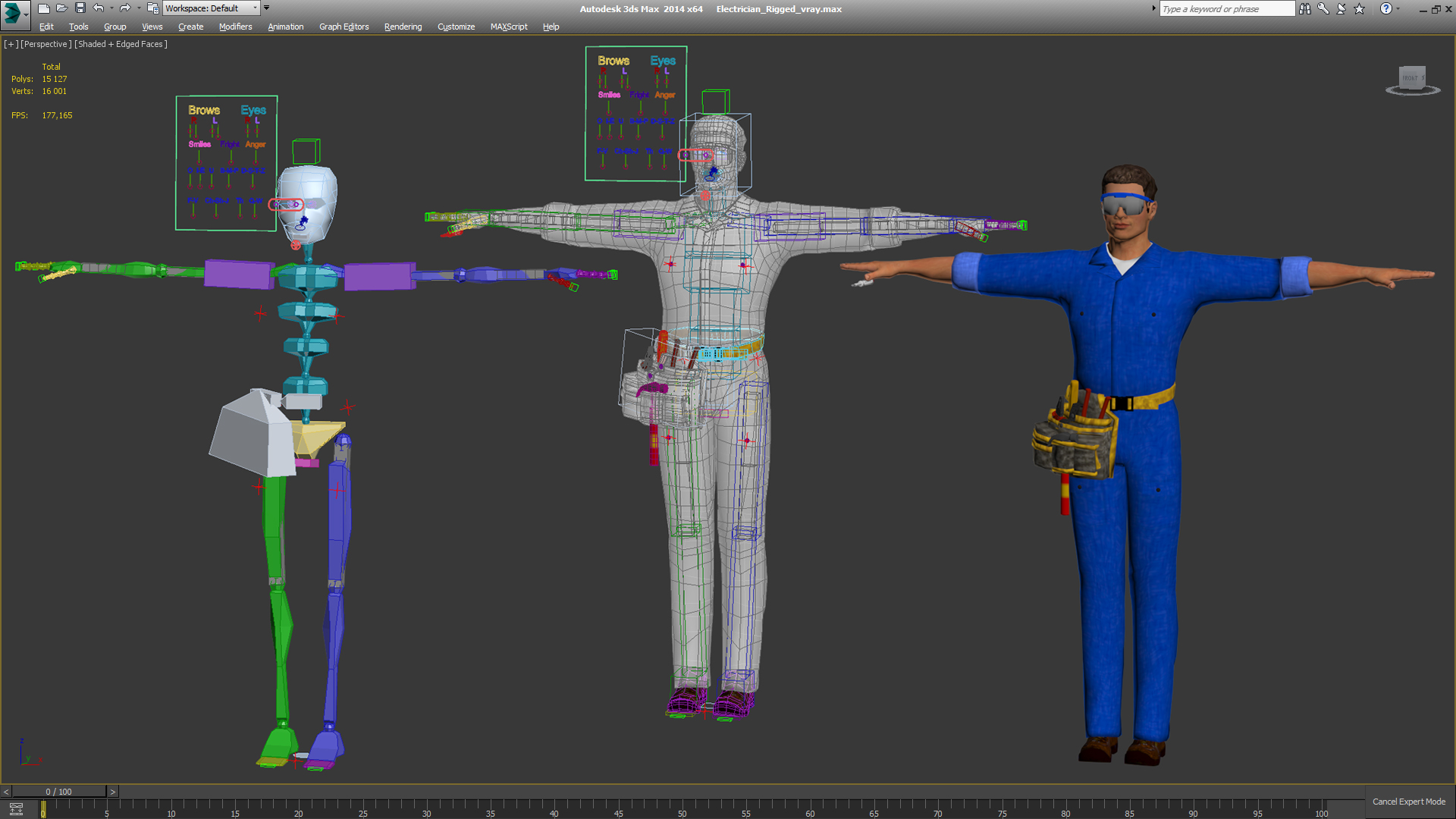 3D Electrician Rigged model