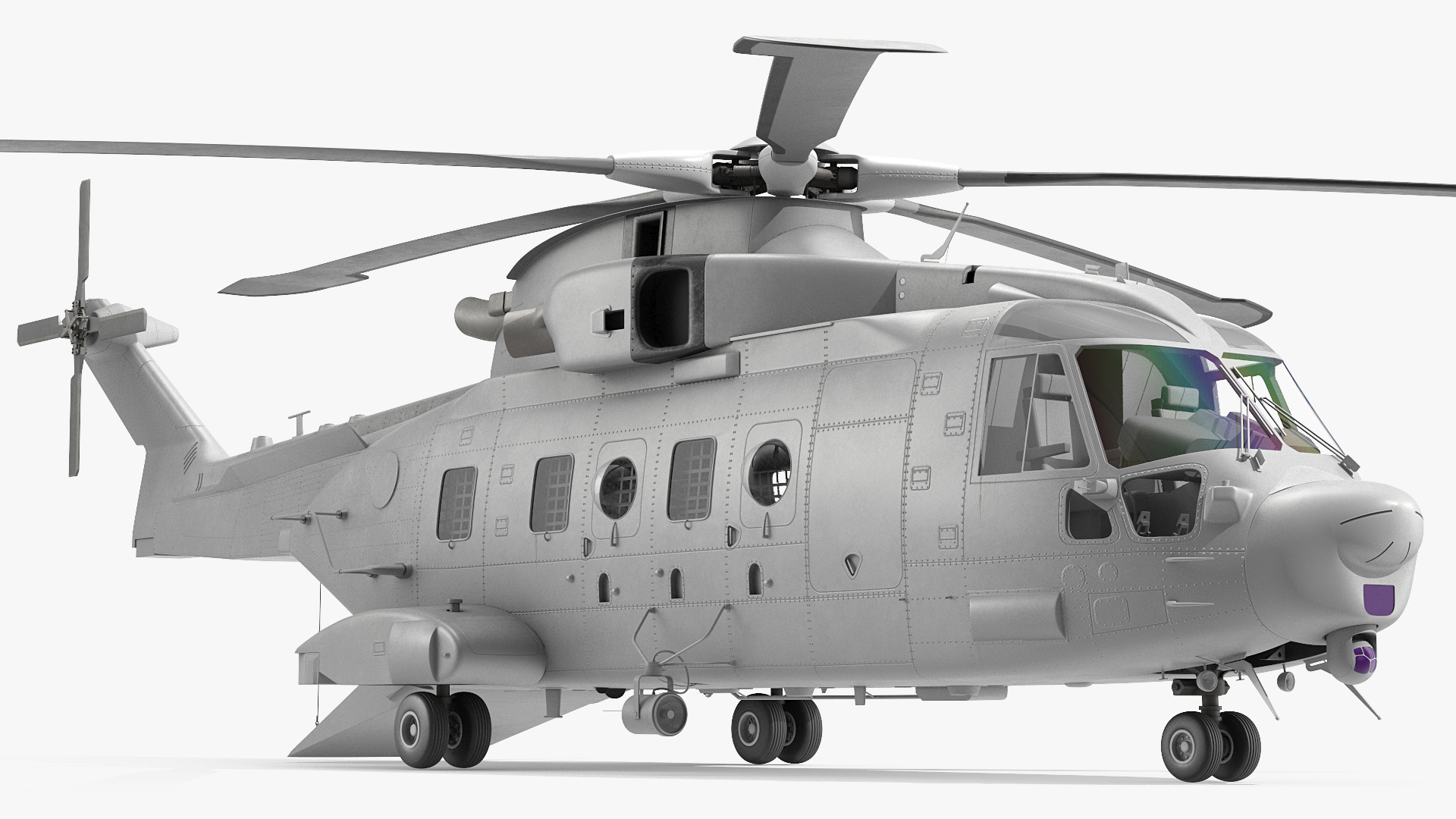 3D Multipurpose Medium Transport Helicopter Rigged for Maya