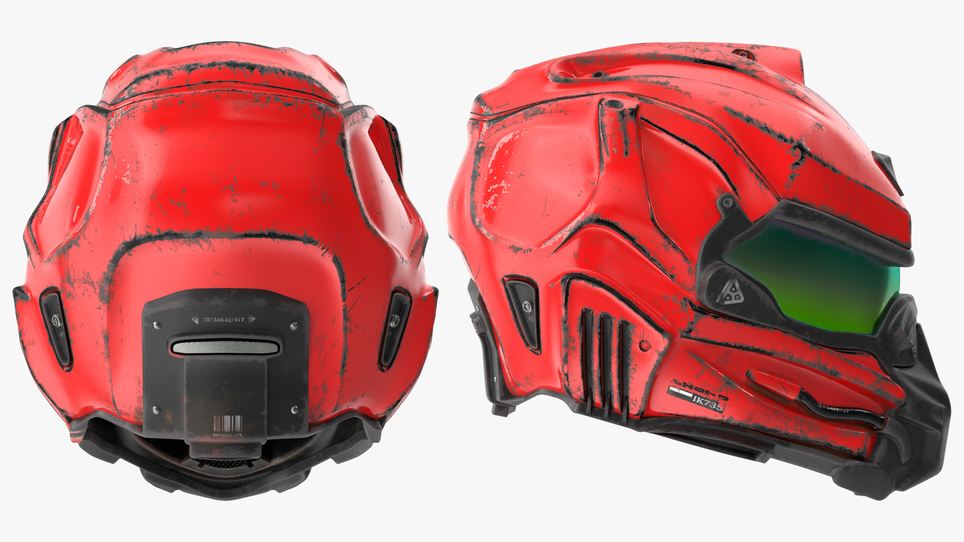 Sci-Fi Old Futuristic Helmet Red 3D