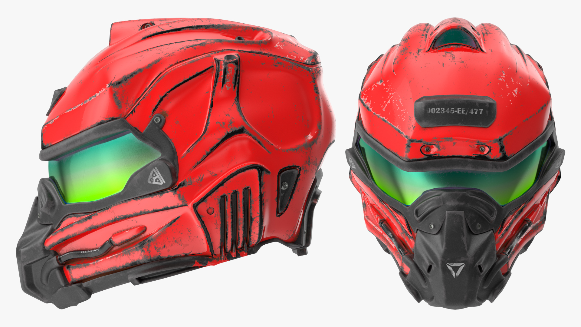 Sci-Fi Old Futuristic Helmet Red 3D