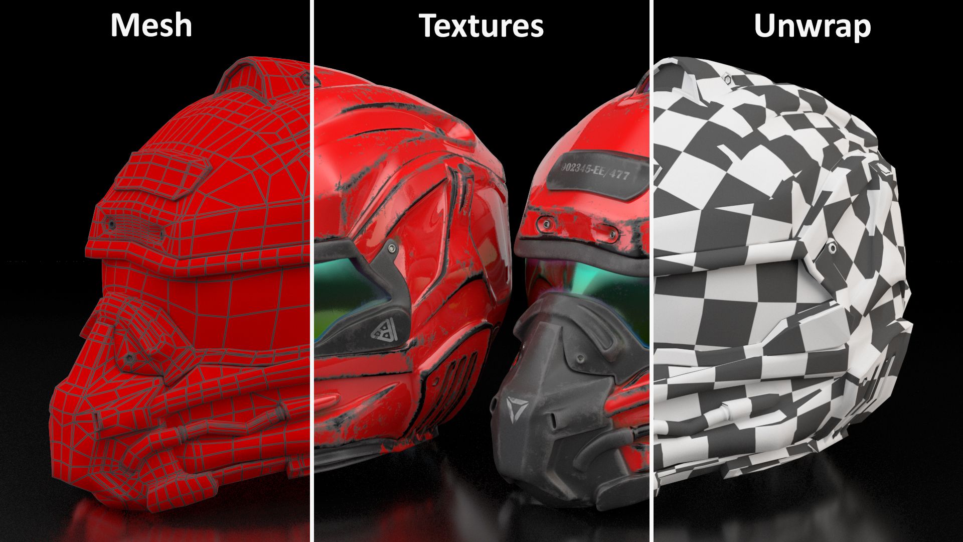 Sci-Fi Old Futuristic Helmet Red 3D