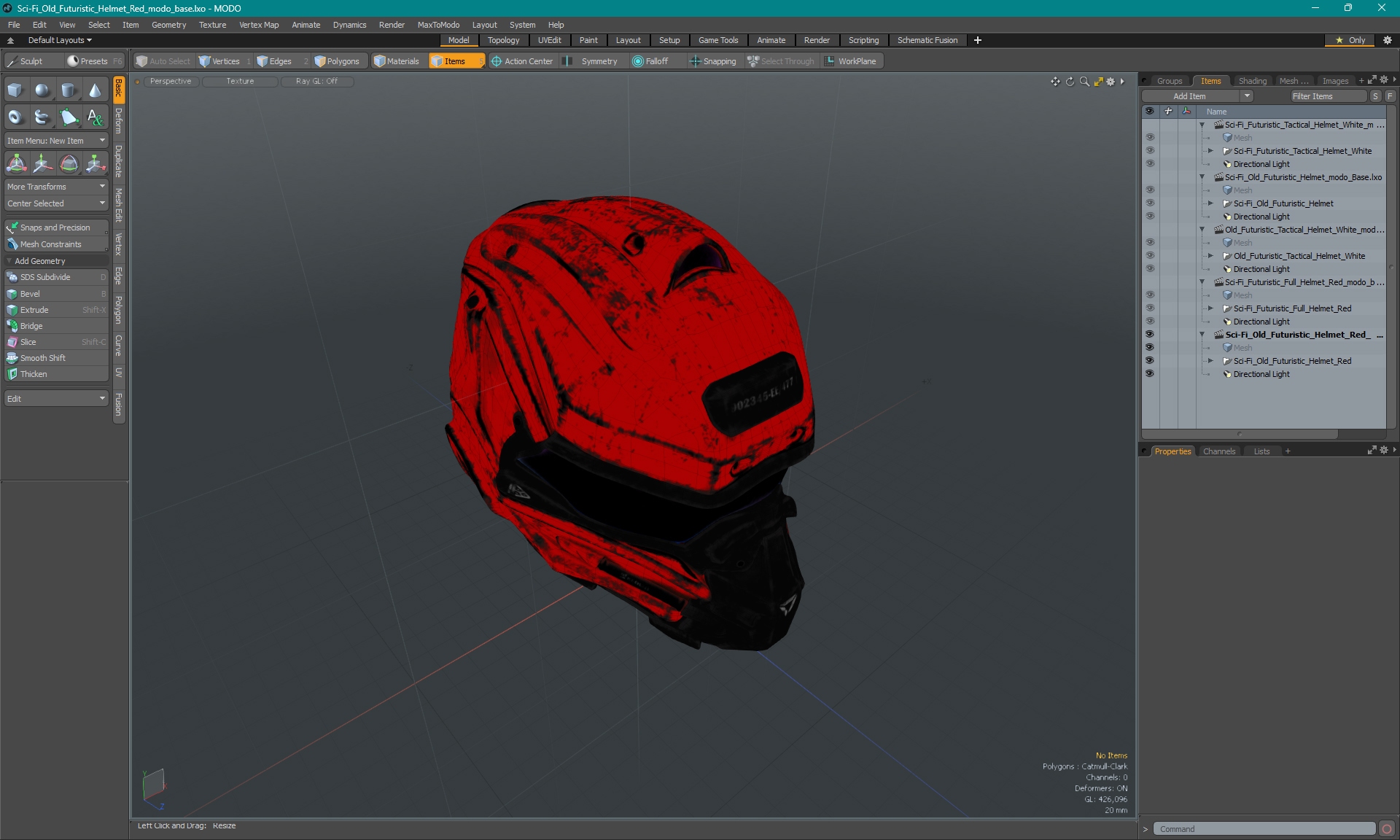 Sci-Fi Old Futuristic Helmet Red 3D