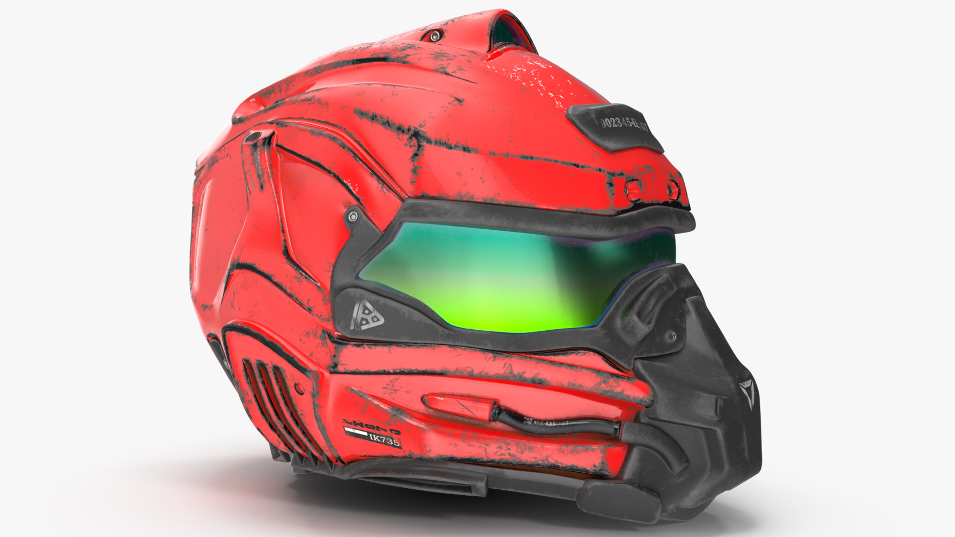 Sci-Fi Old Futuristic Helmet Red 3D