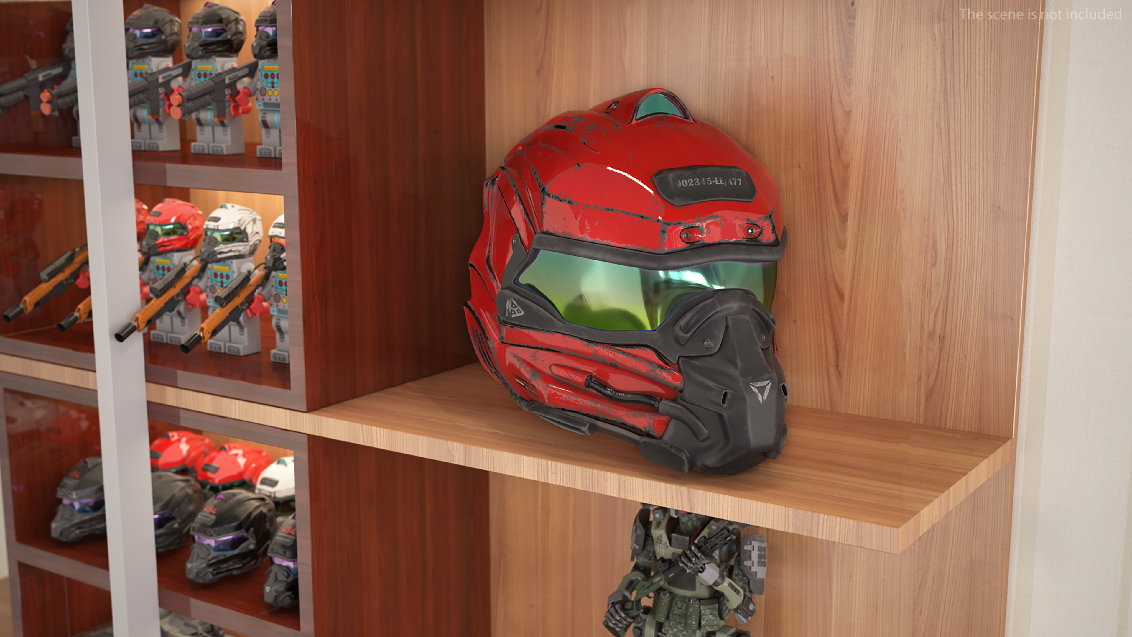 Sci-Fi Old Futuristic Helmet Red 3D