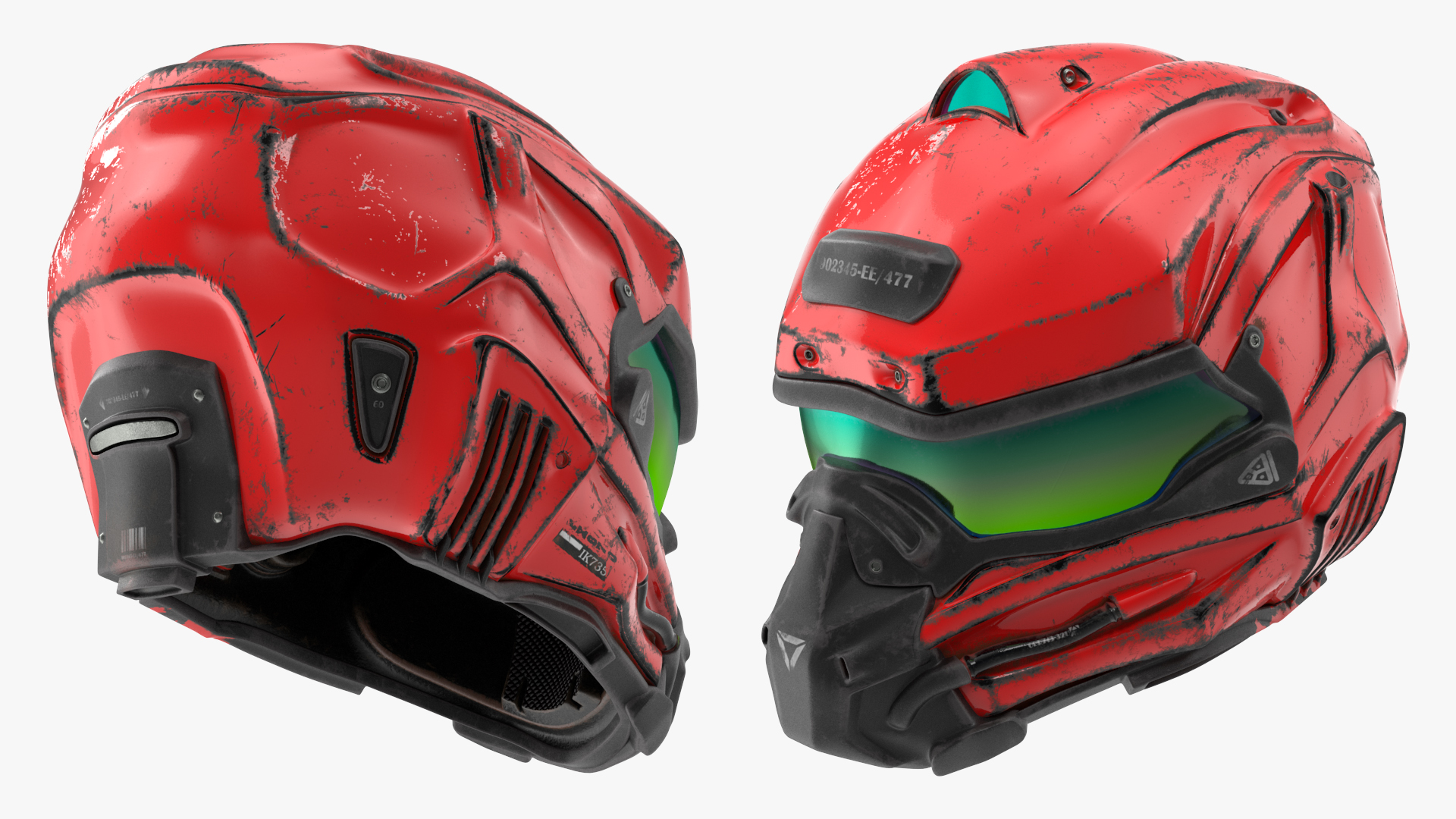 Sci-Fi Old Futuristic Helmet Red 3D