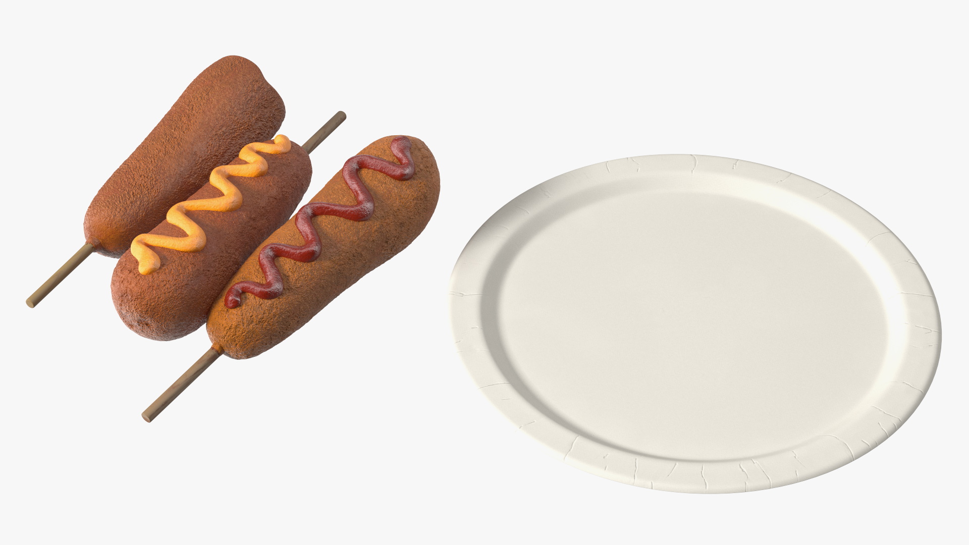 3D Corn Dogs on Plastic Plate