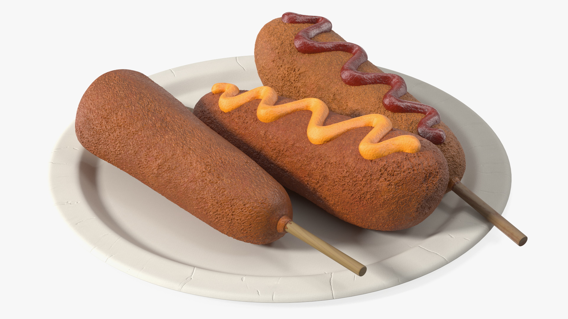 3D Corn Dogs on Plastic Plate