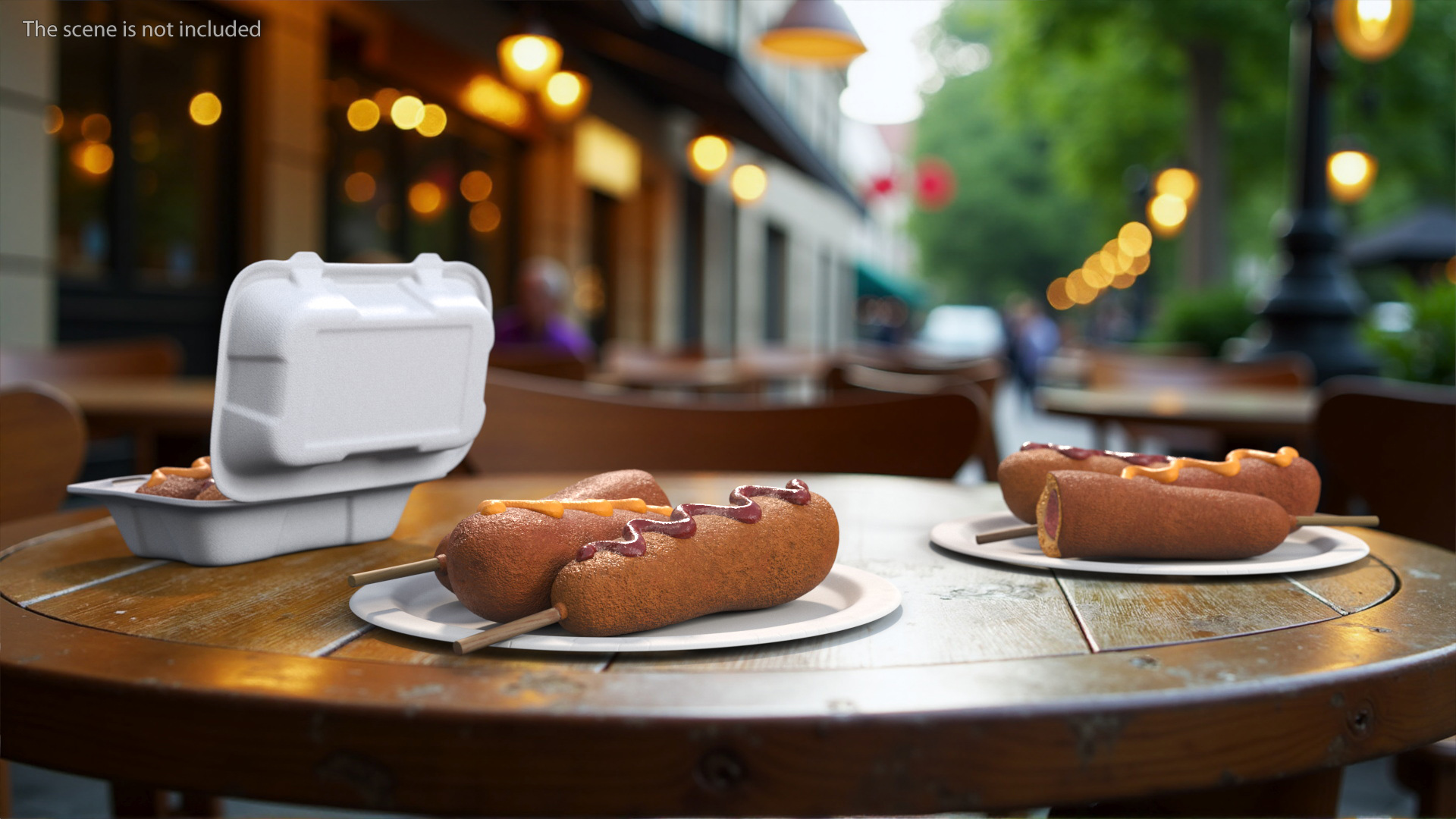 3D Corn Dogs on Plastic Plate