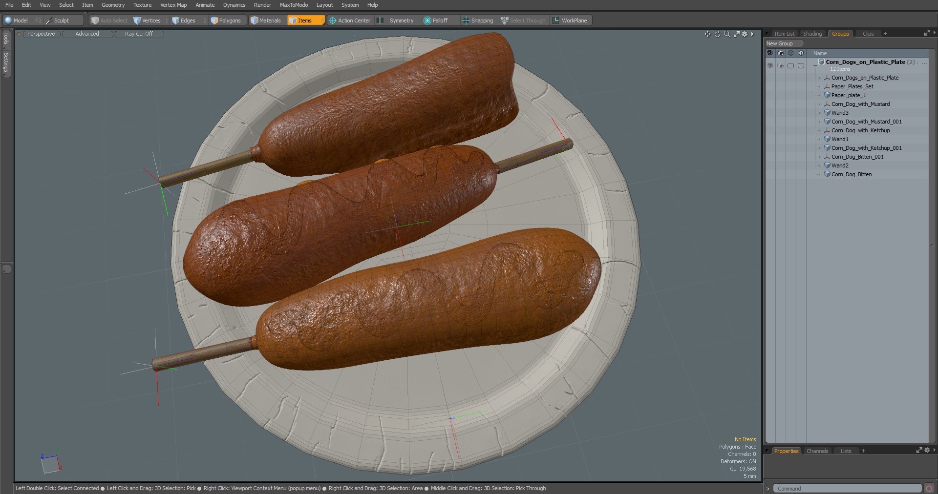 3D Corn Dogs on Plastic Plate