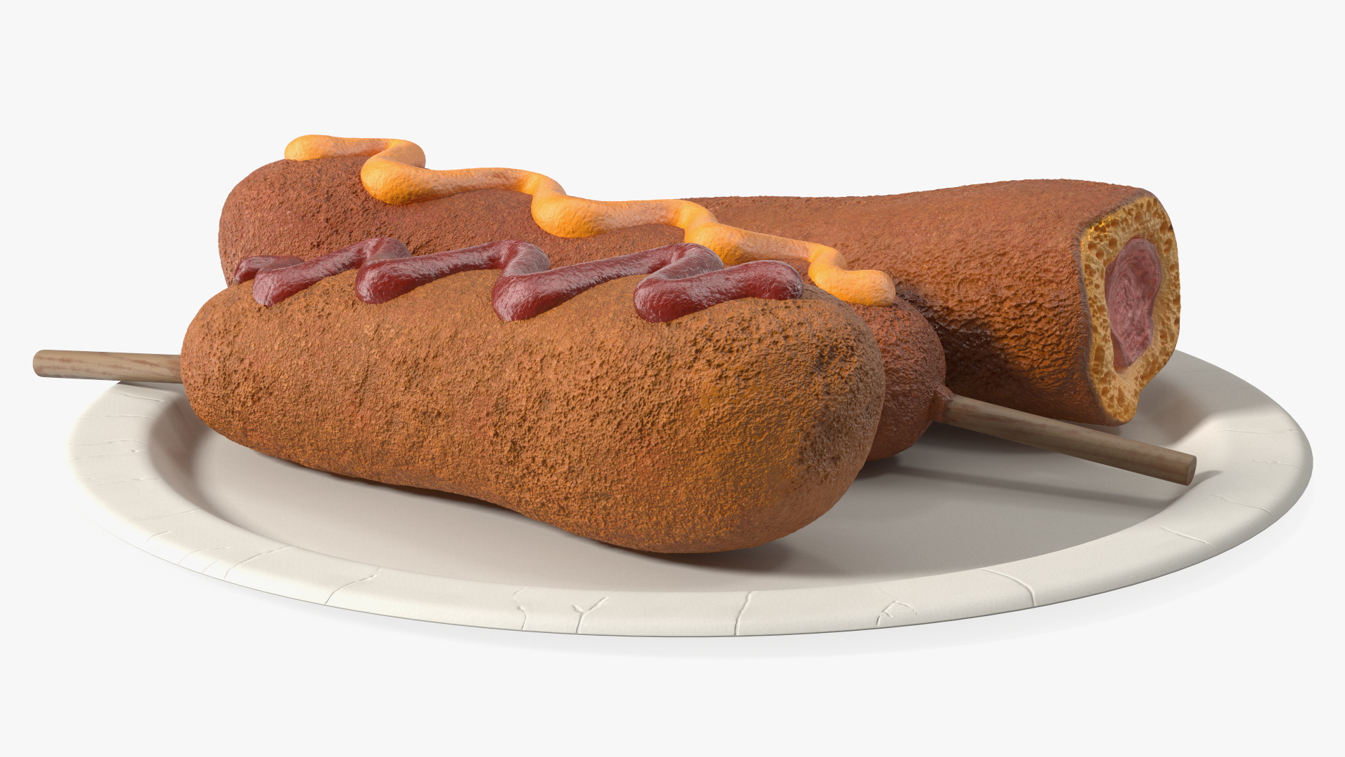 3D Corn Dogs on Plastic Plate