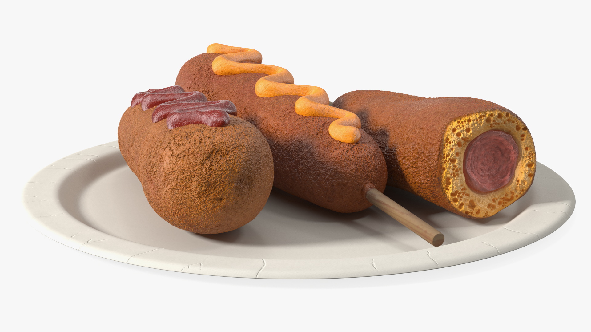 3D Corn Dogs on Plastic Plate