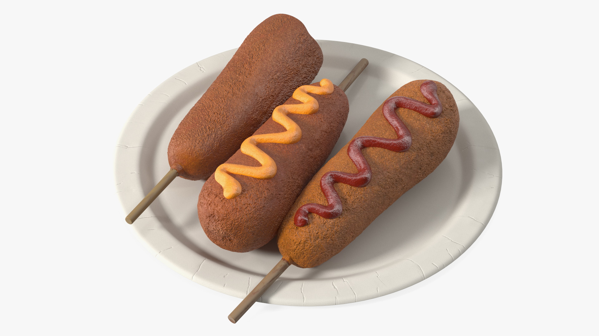 3D Corn Dogs on Plastic Plate