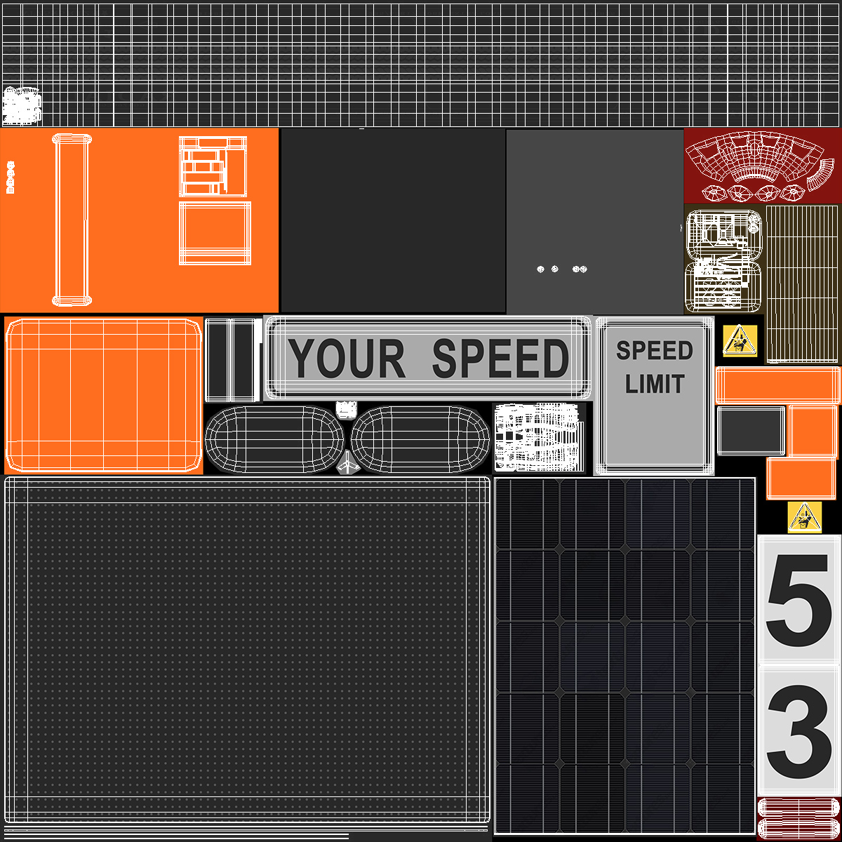 3D Mobile Speed Display Trailer Radar Rigged