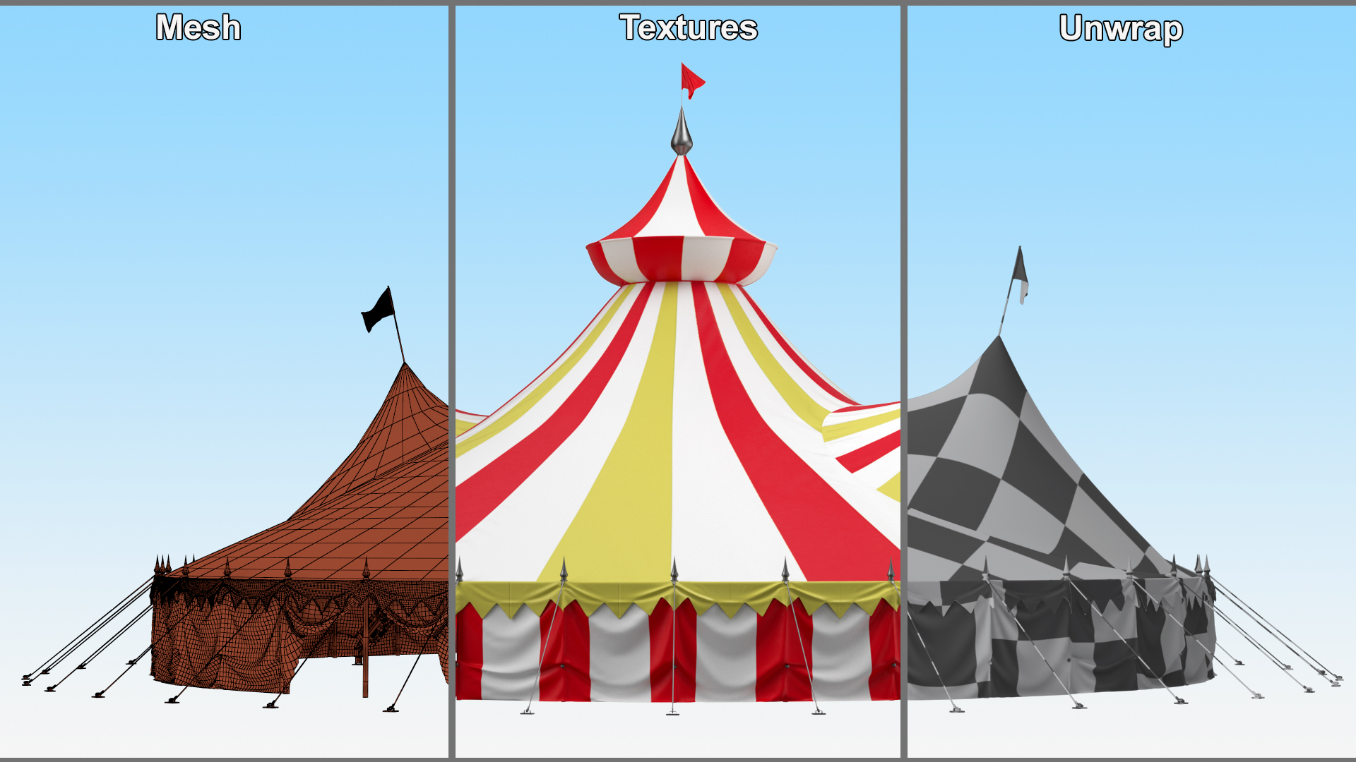 3D model Circus Tent Tricolor