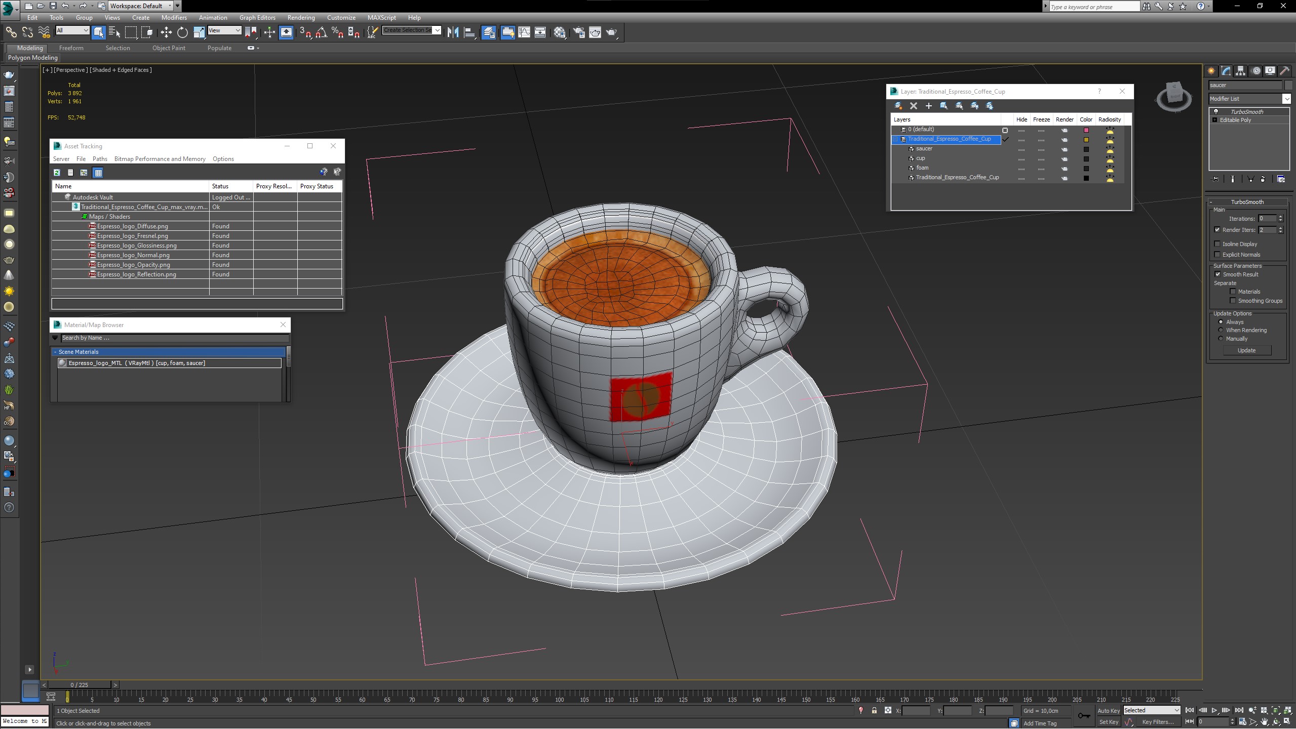 3D Traditional Espresso Coffee Cup