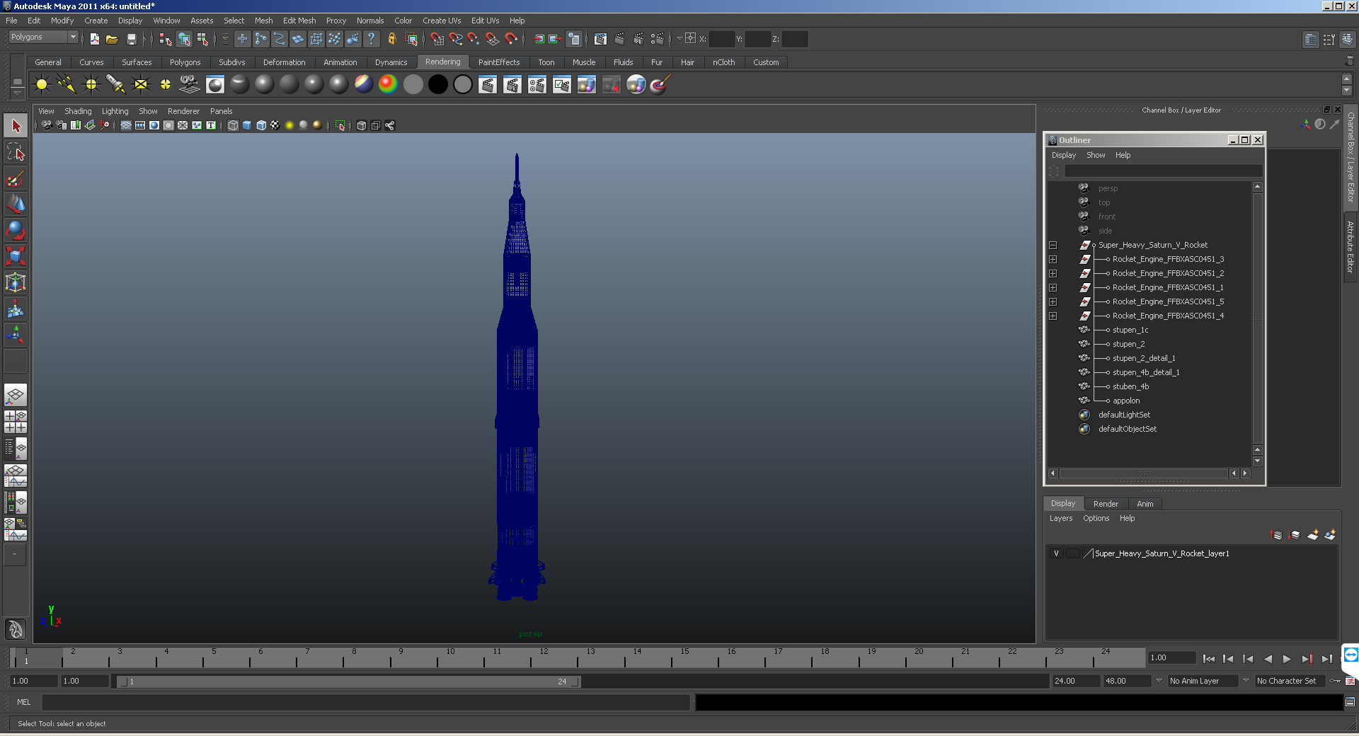 Super Heavy Saturn V Rocket 3D