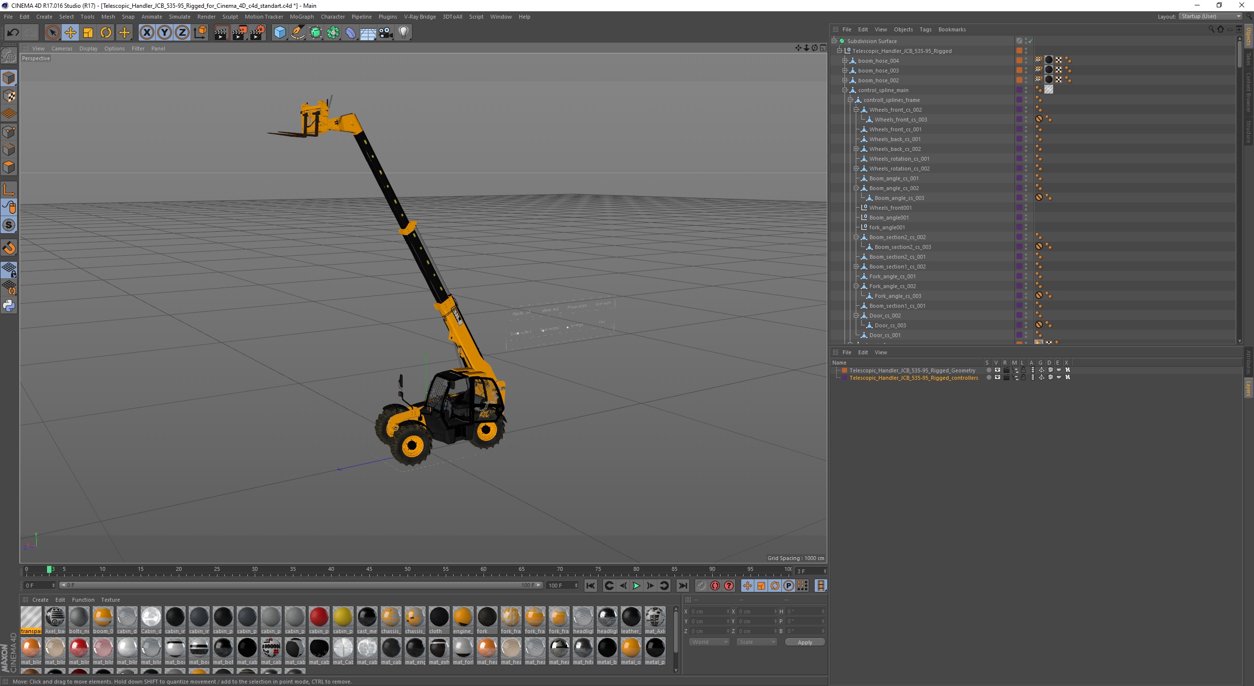 3D model Telescopic Handler JCB 535-95 Rigged for Cinema 4D