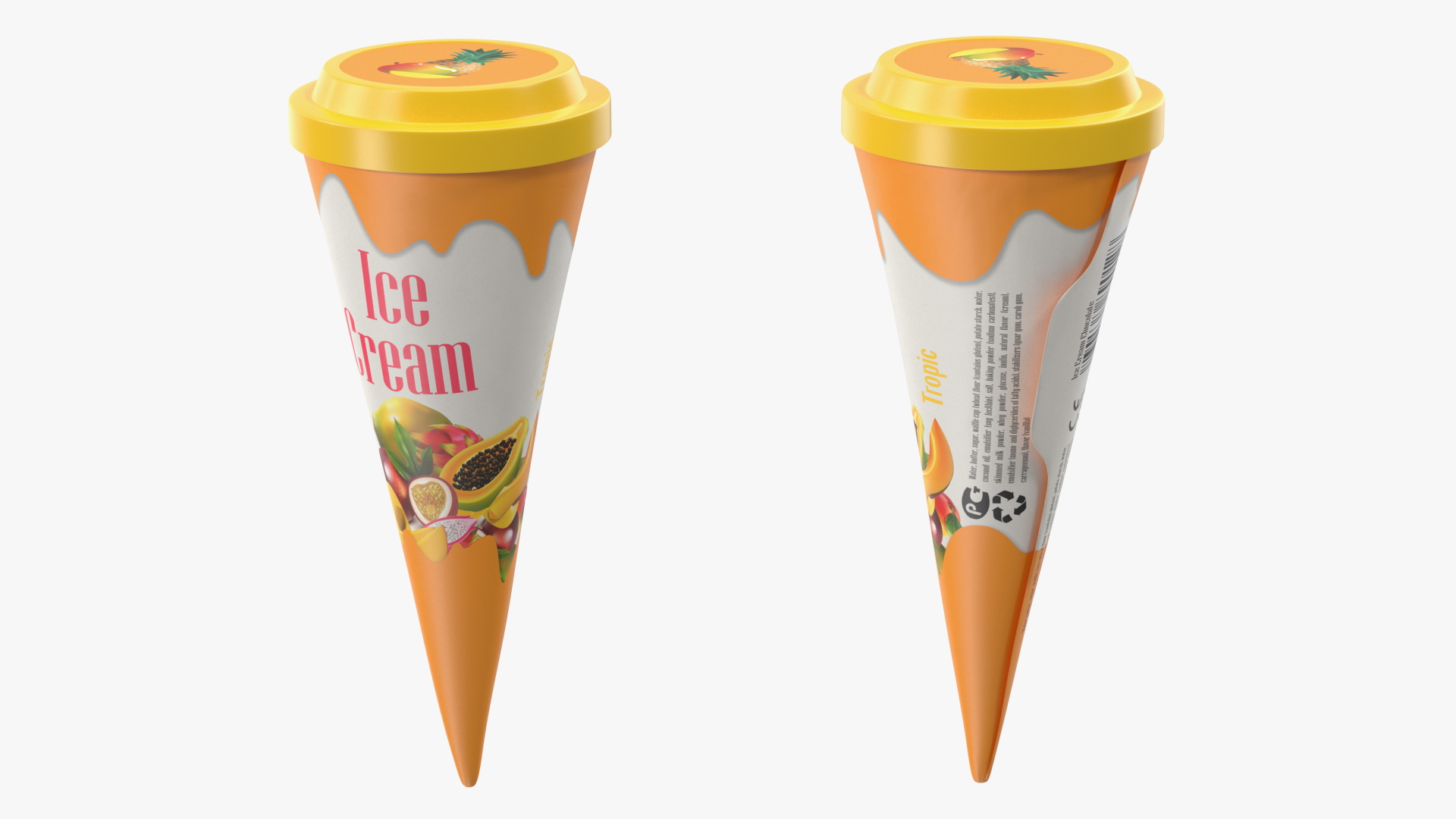 Cone Ice Cream with Cap Mockup Tropic 3D