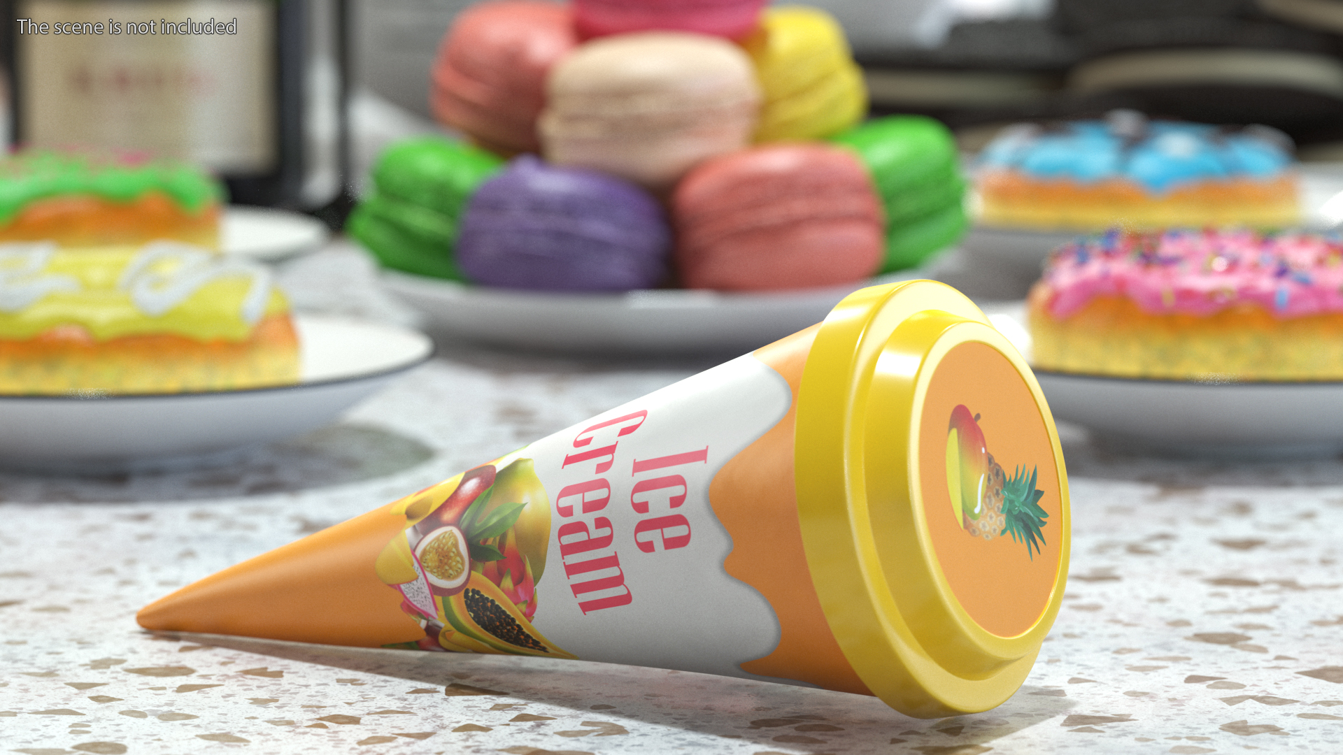 Cone Ice Cream with Cap Mockup Tropic 3D