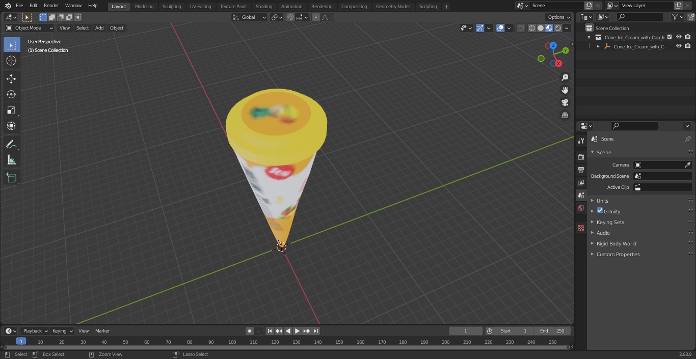 Cone Ice Cream with Cap Mockup Tropic 3D