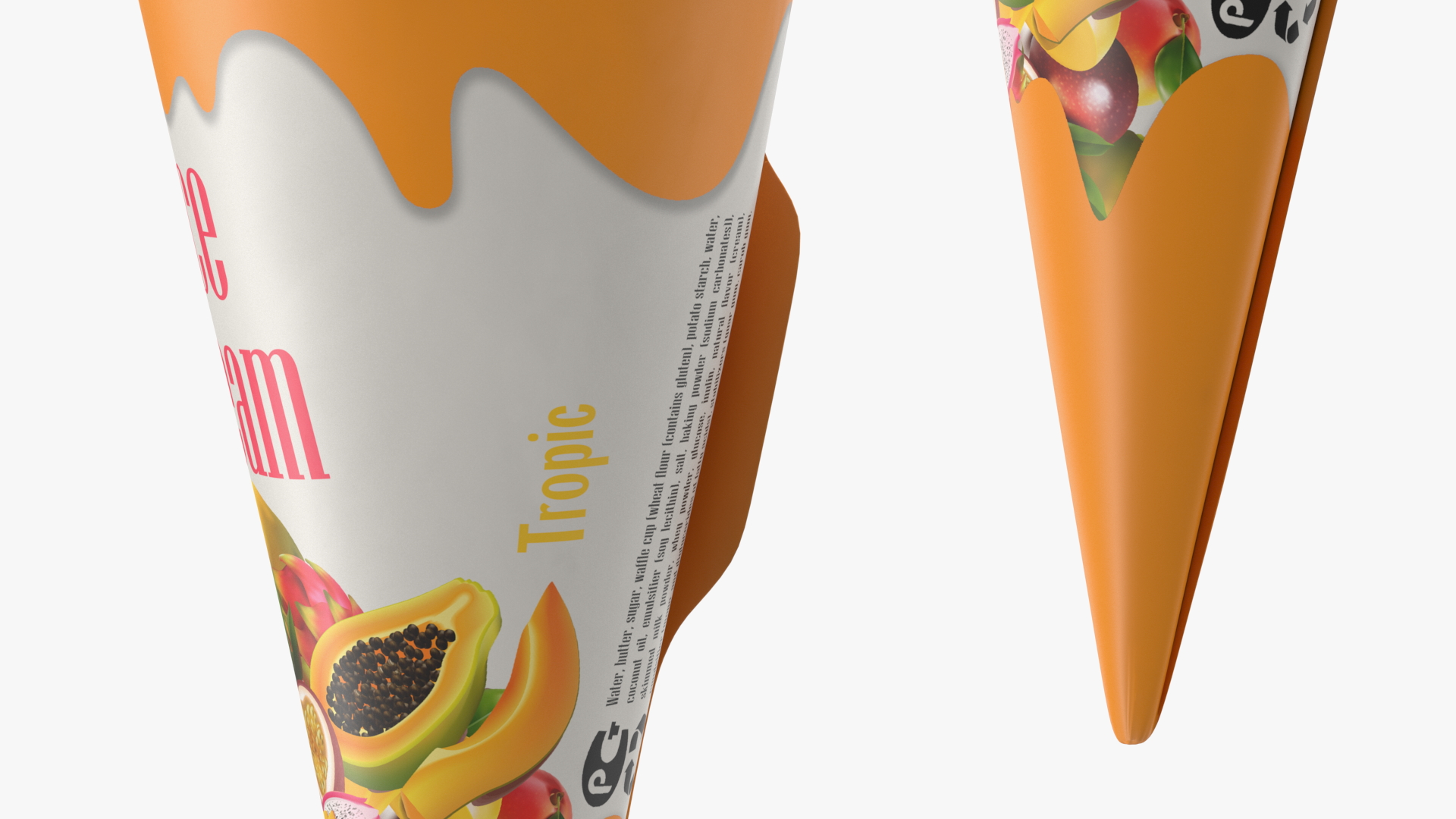 Cone Ice Cream with Cap Mockup Tropic 3D