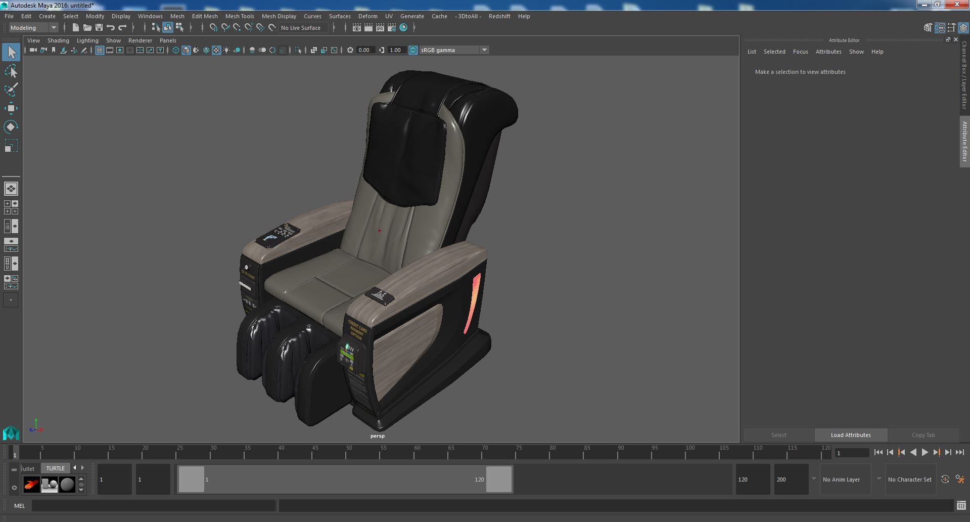 3D model Commercial Massage Chair Black