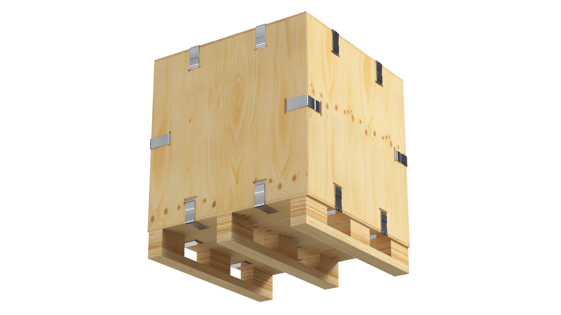 3D Wood Crate with Pallet Uline model