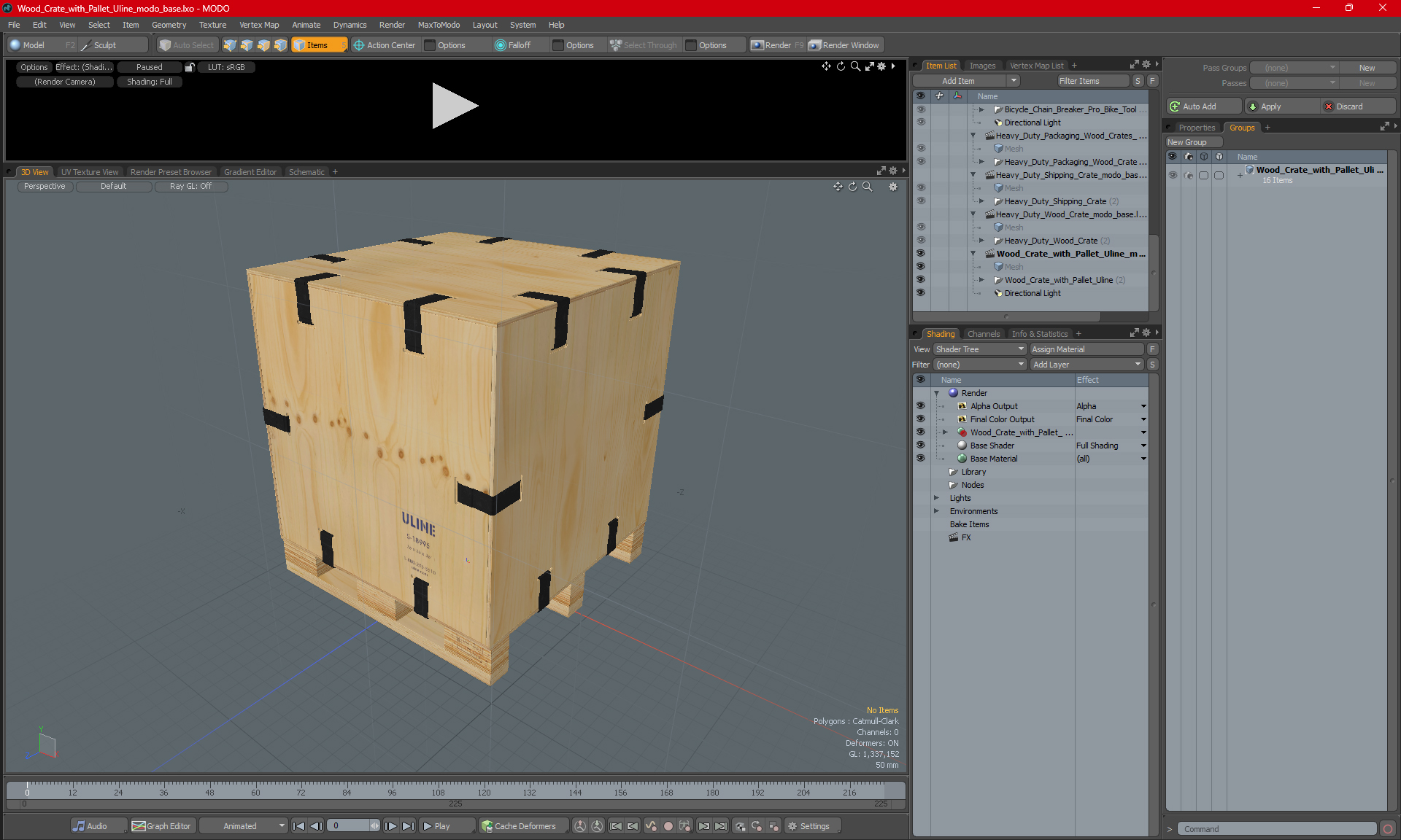 3D Wood Crate with Pallet Uline model