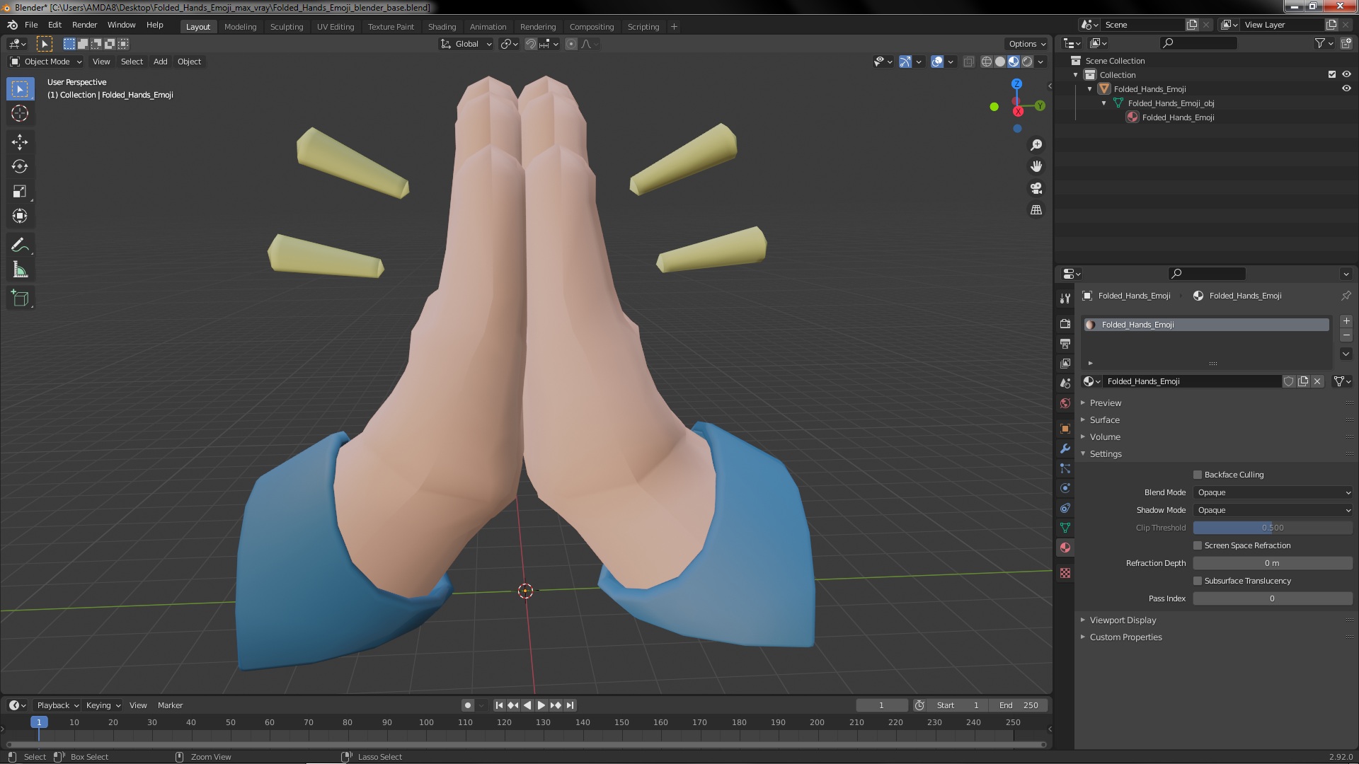 3D Folded Hands Emoji model