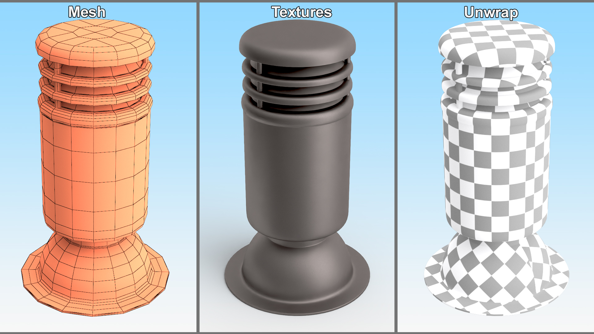 3D Black Round Designer Chimney model